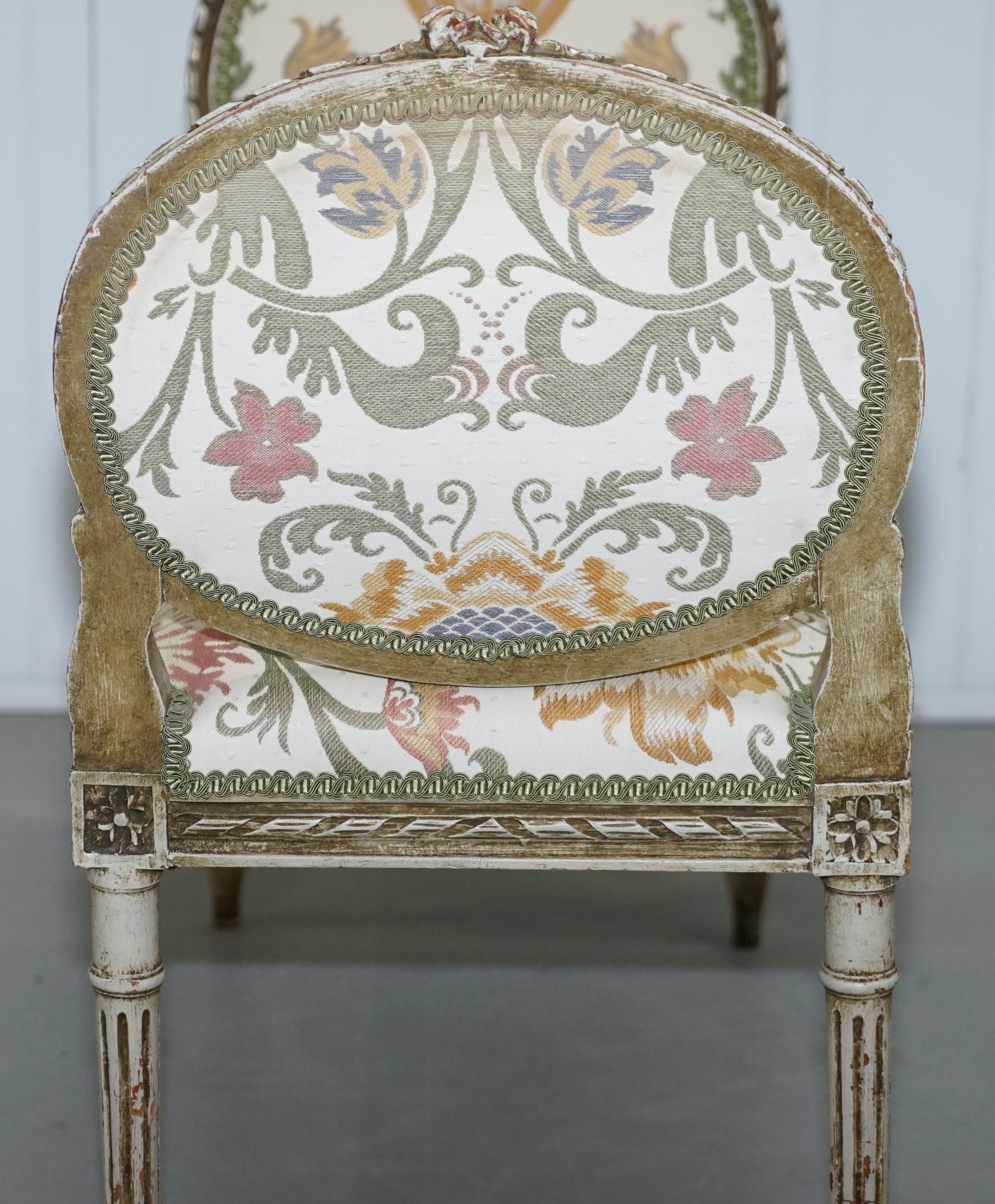 Lovely French Louis XVI Style Renaissance Revival Hand Painted Window Seat Bench 7