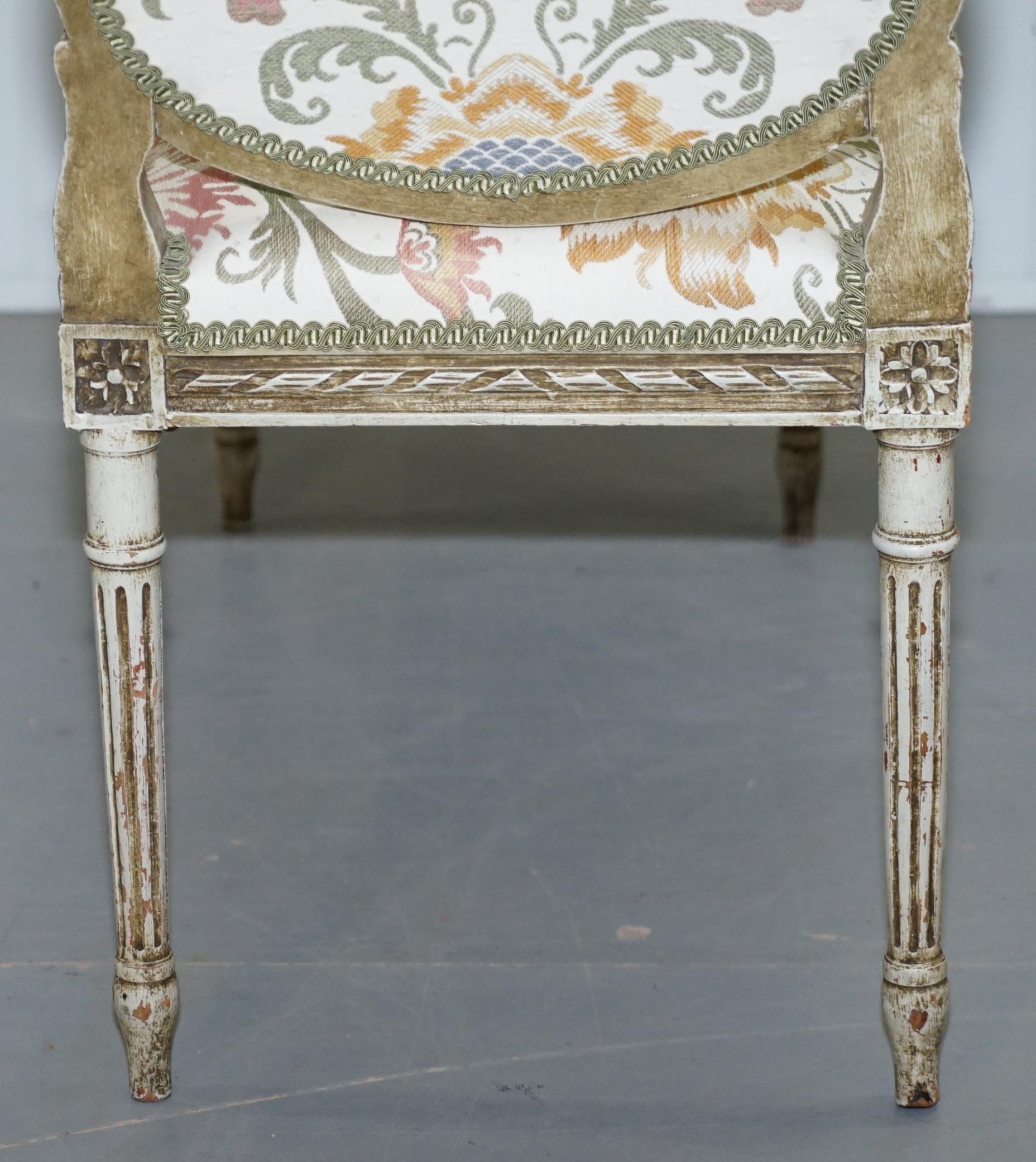 Lovely French Louis XVI Style Renaissance Revival Hand Painted Window Seat Bench 8