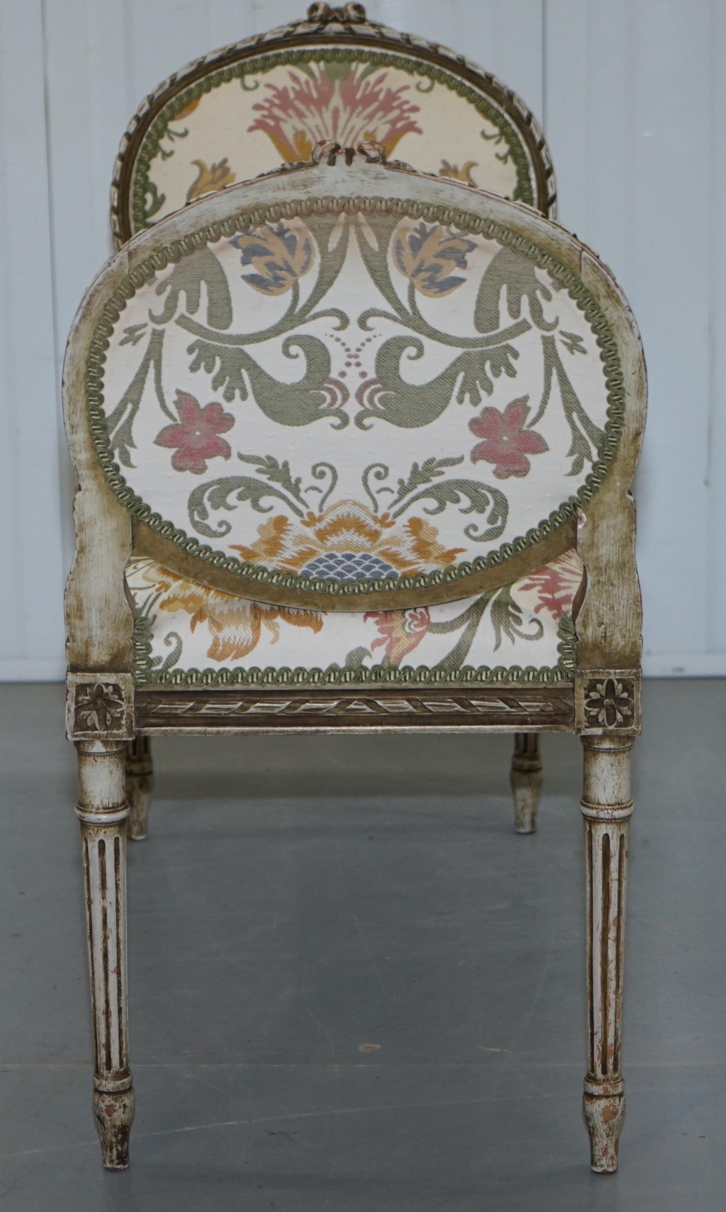 Lovely French Louis XVI Style Renaissance Revival Hand Painted Window Seat Bench 11