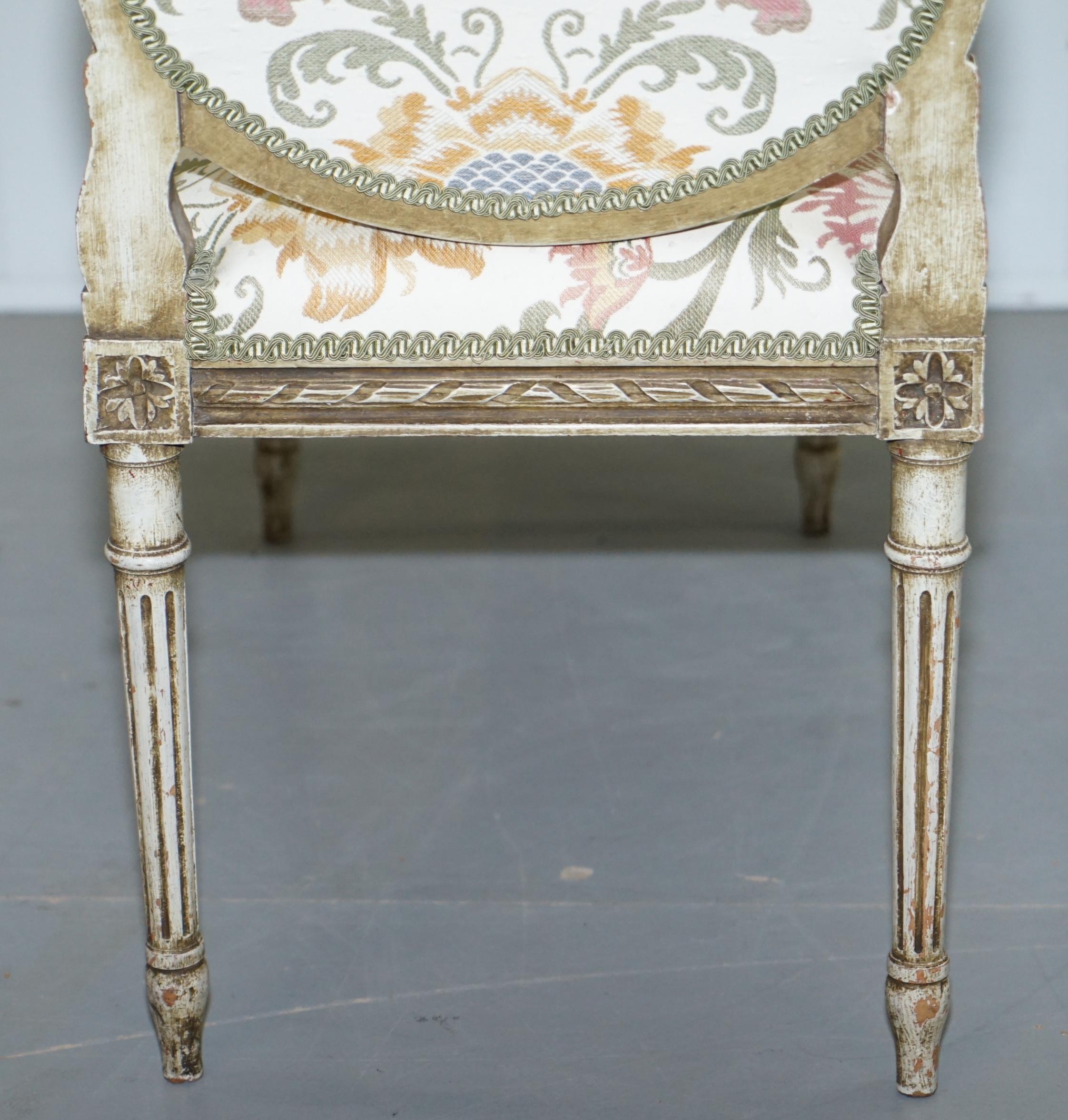 Lovely French Louis XVI Style Renaissance Revival Hand Painted Window Seat Bench 13