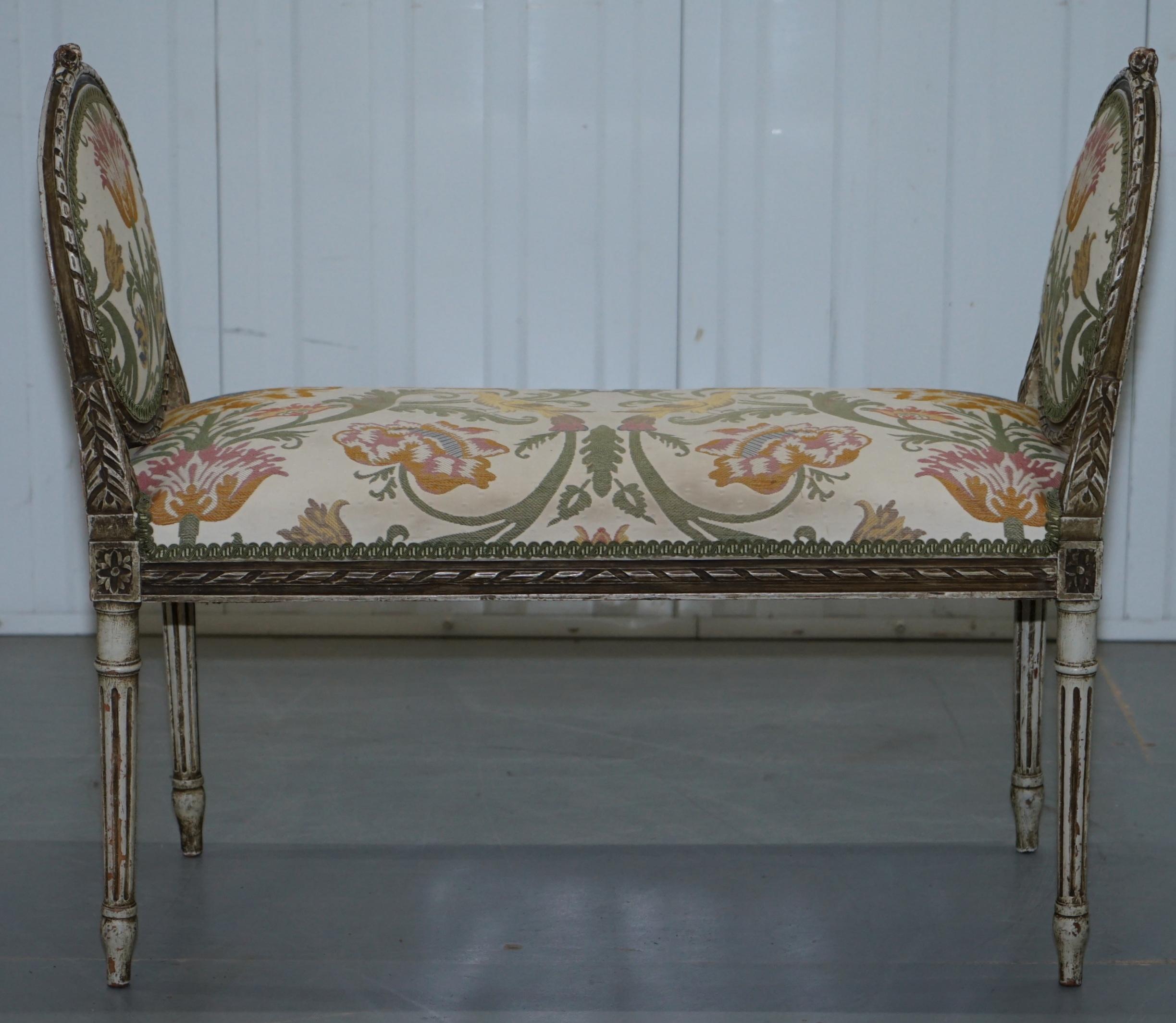 Hand-Crafted Lovely French Louis XVI Style Renaissance Revival Hand Painted Window Seat Bench