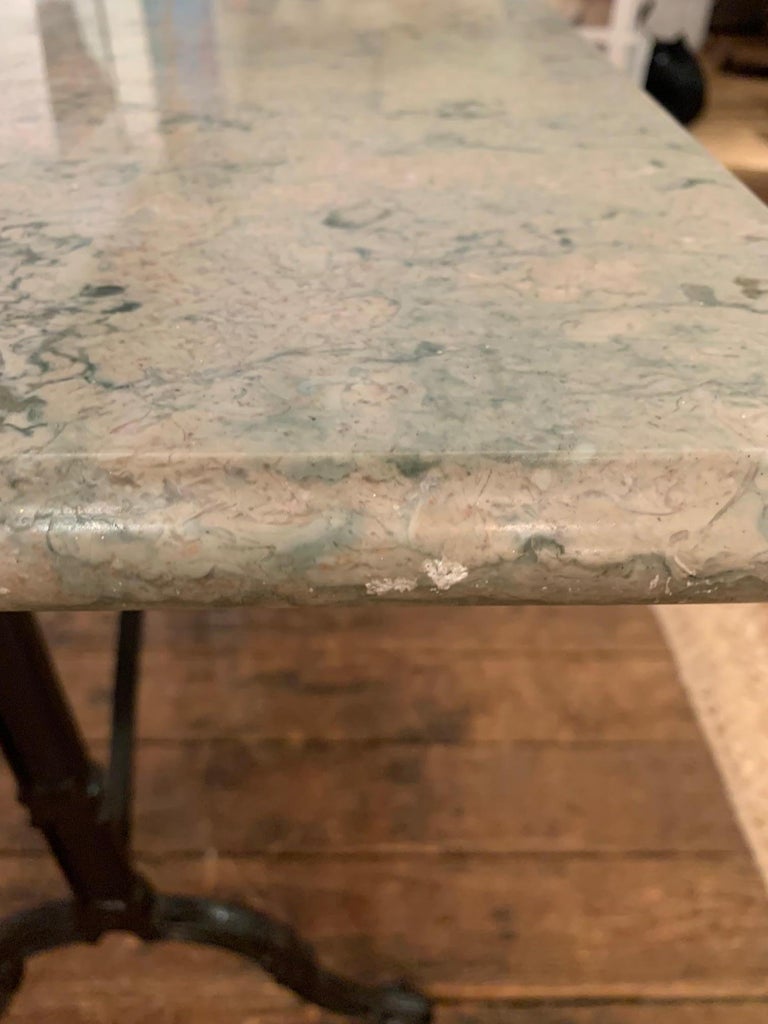 Lovely French Marble Top Cafe Table with Iron Base For Sale 6