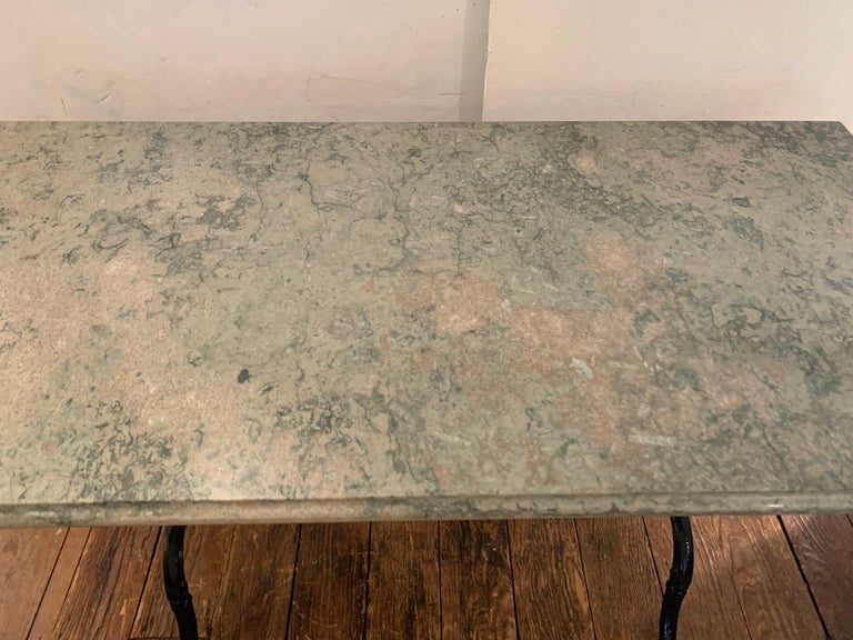 Lovely French Marble Top Cafe Table with Iron Base For Sale 7