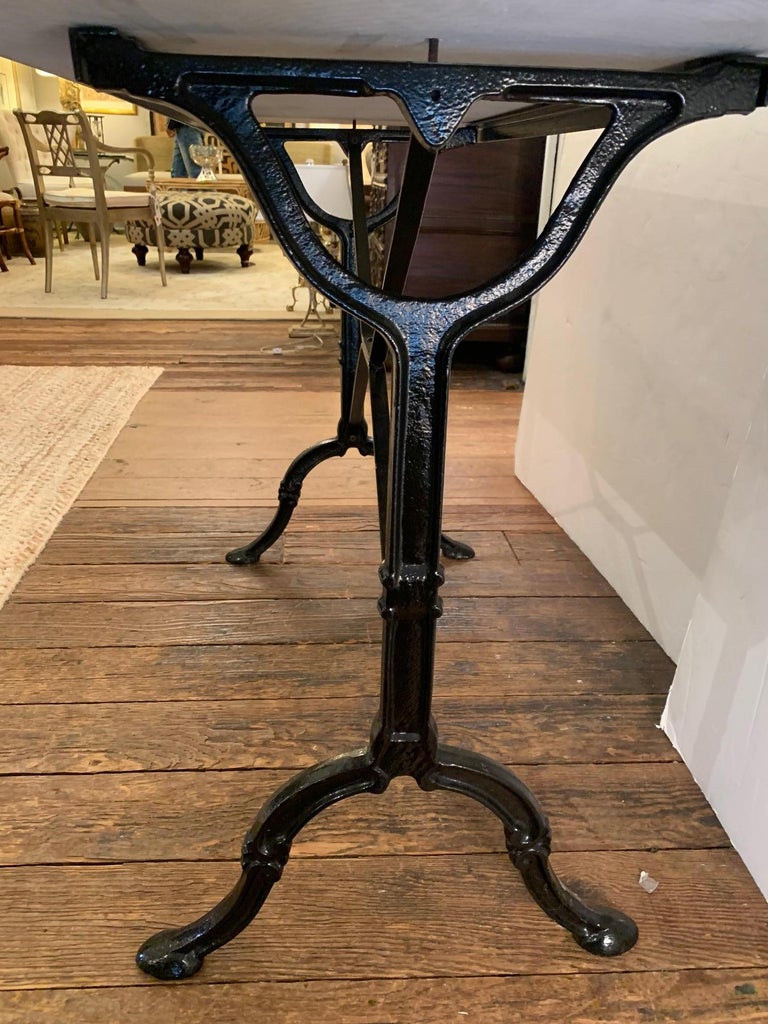 Mid-20th Century Lovely French Marble Top Cafe Table with Iron Base For Sale