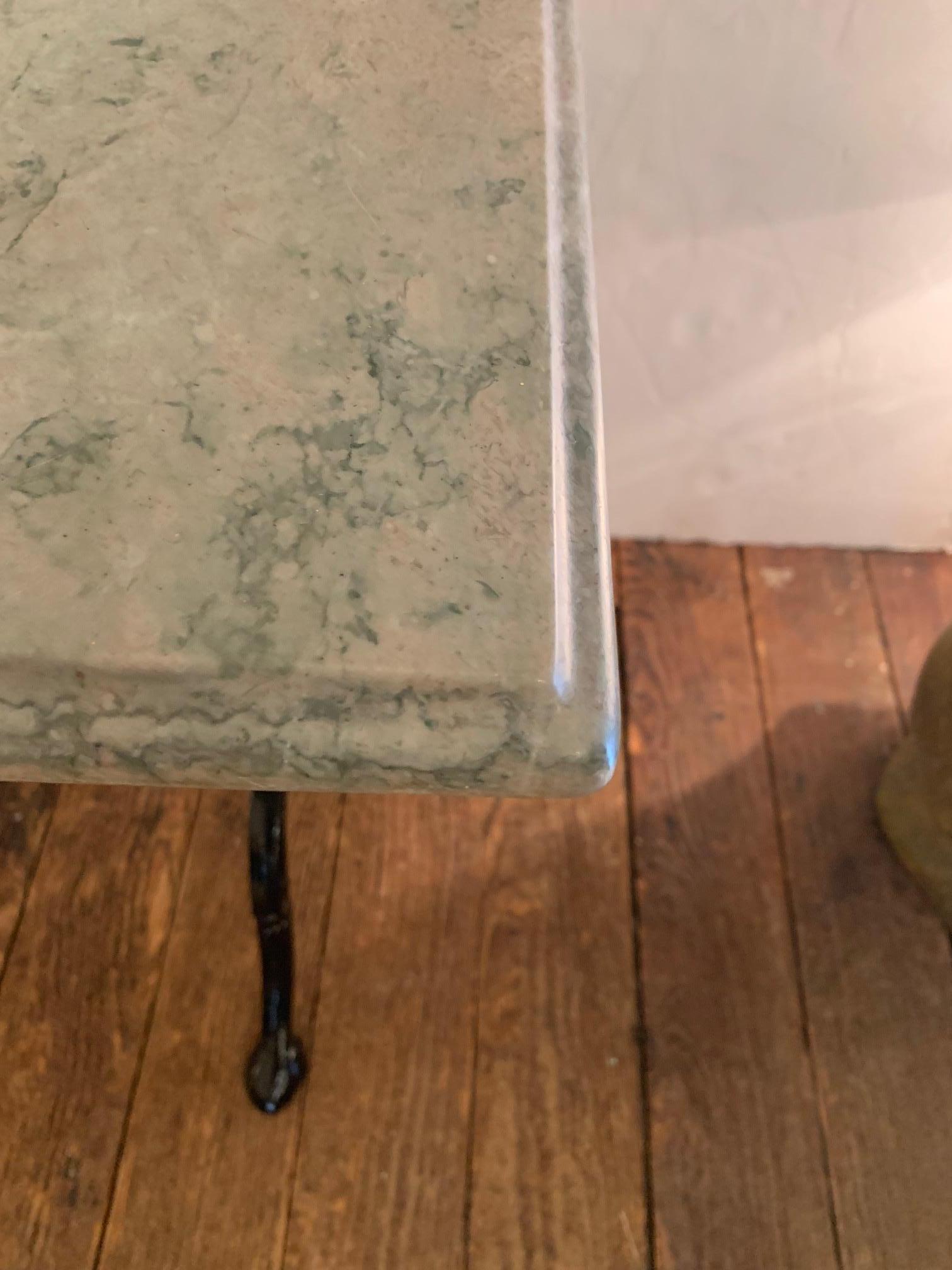 Lovely French Marble Top Cafe Table with Iron Base For Sale 5