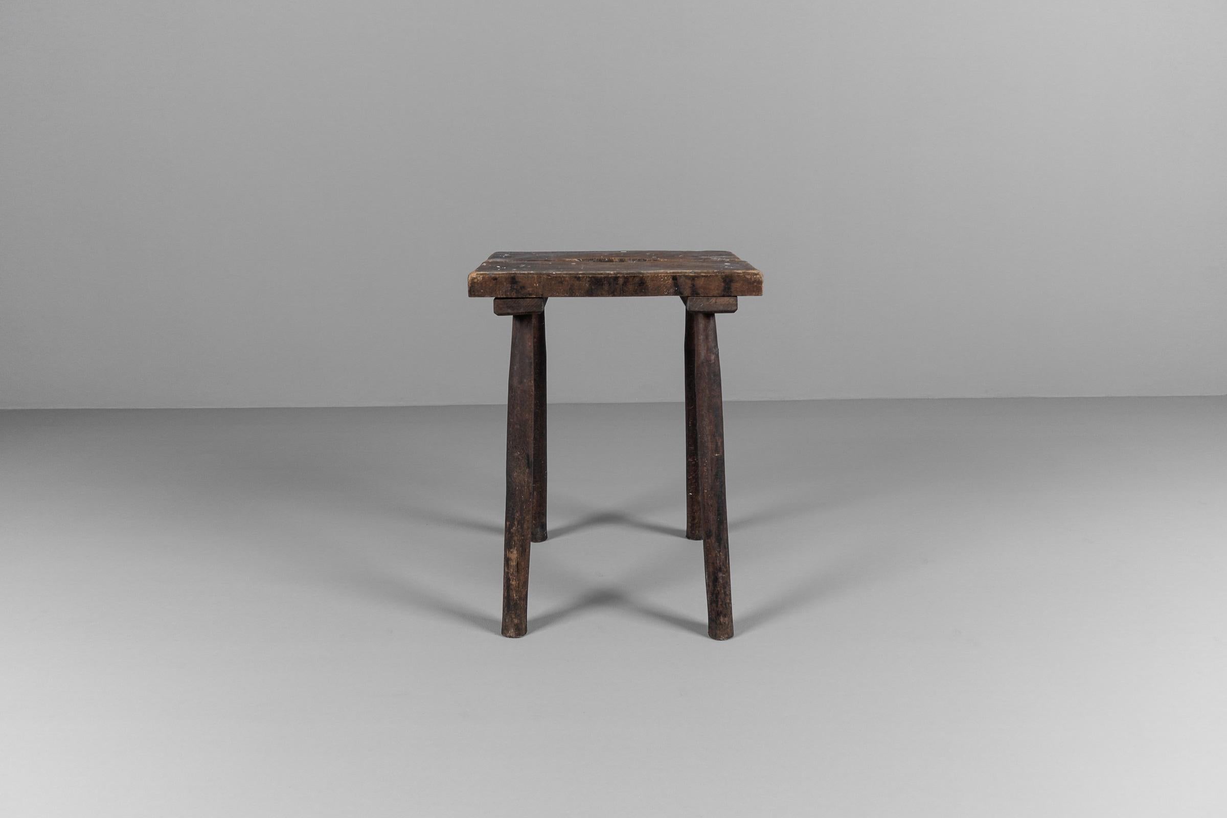 French Provincial Lovely French Mid-Century Modern Working Wooden Stool, 1950s For Sale