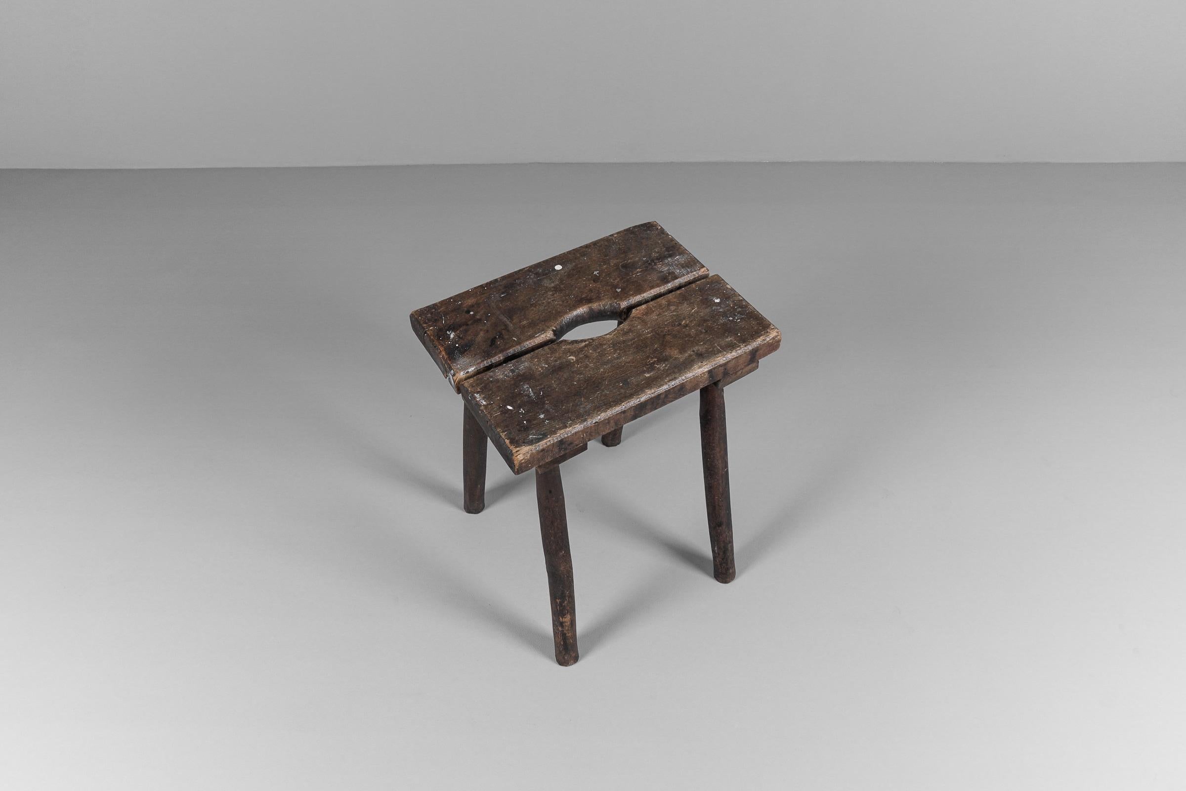 Mid-20th Century Lovely French Mid-Century Modern Working Wooden Stool, 1950s For Sale