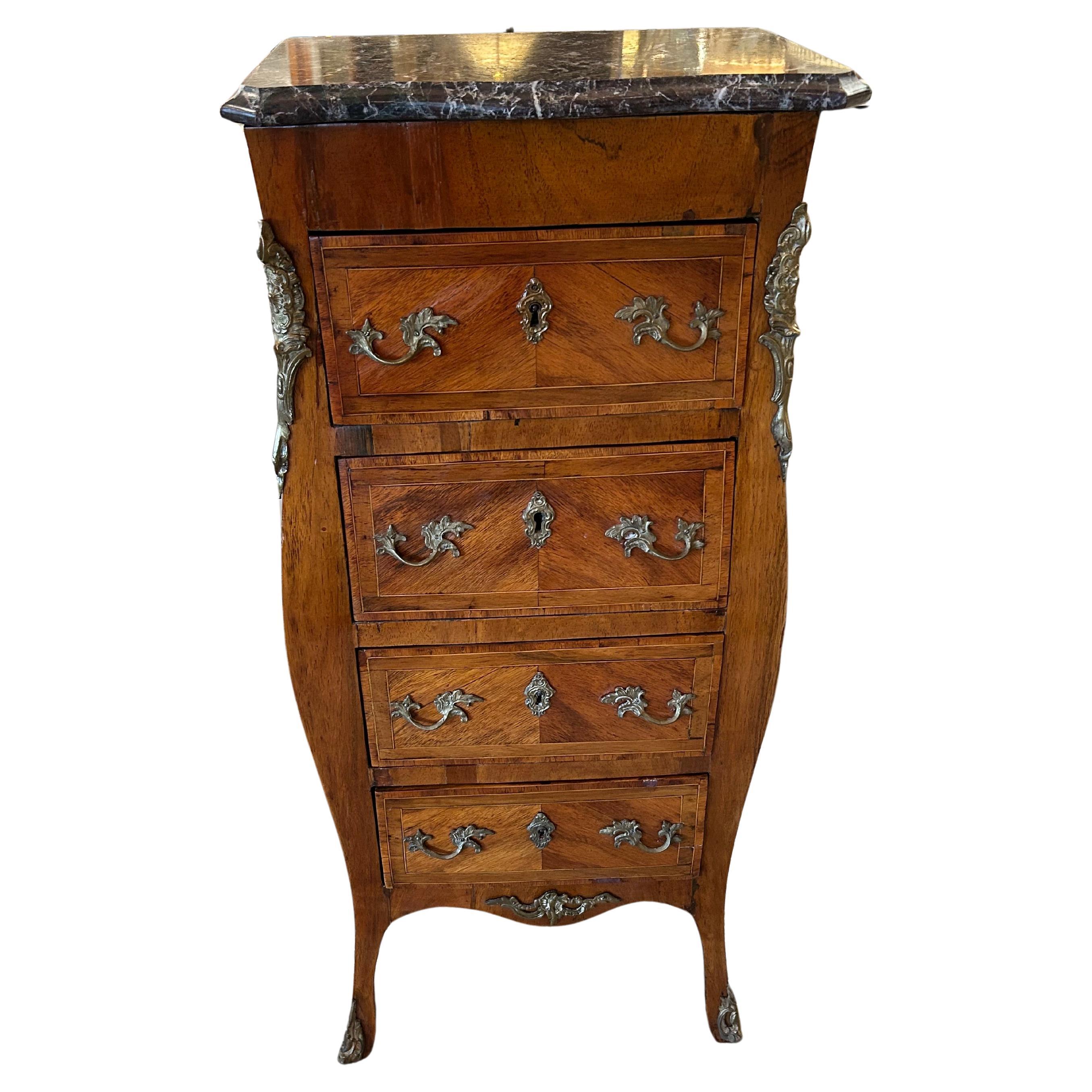 Lovely French Satinwood and Brass Semanier Lingerie Chest