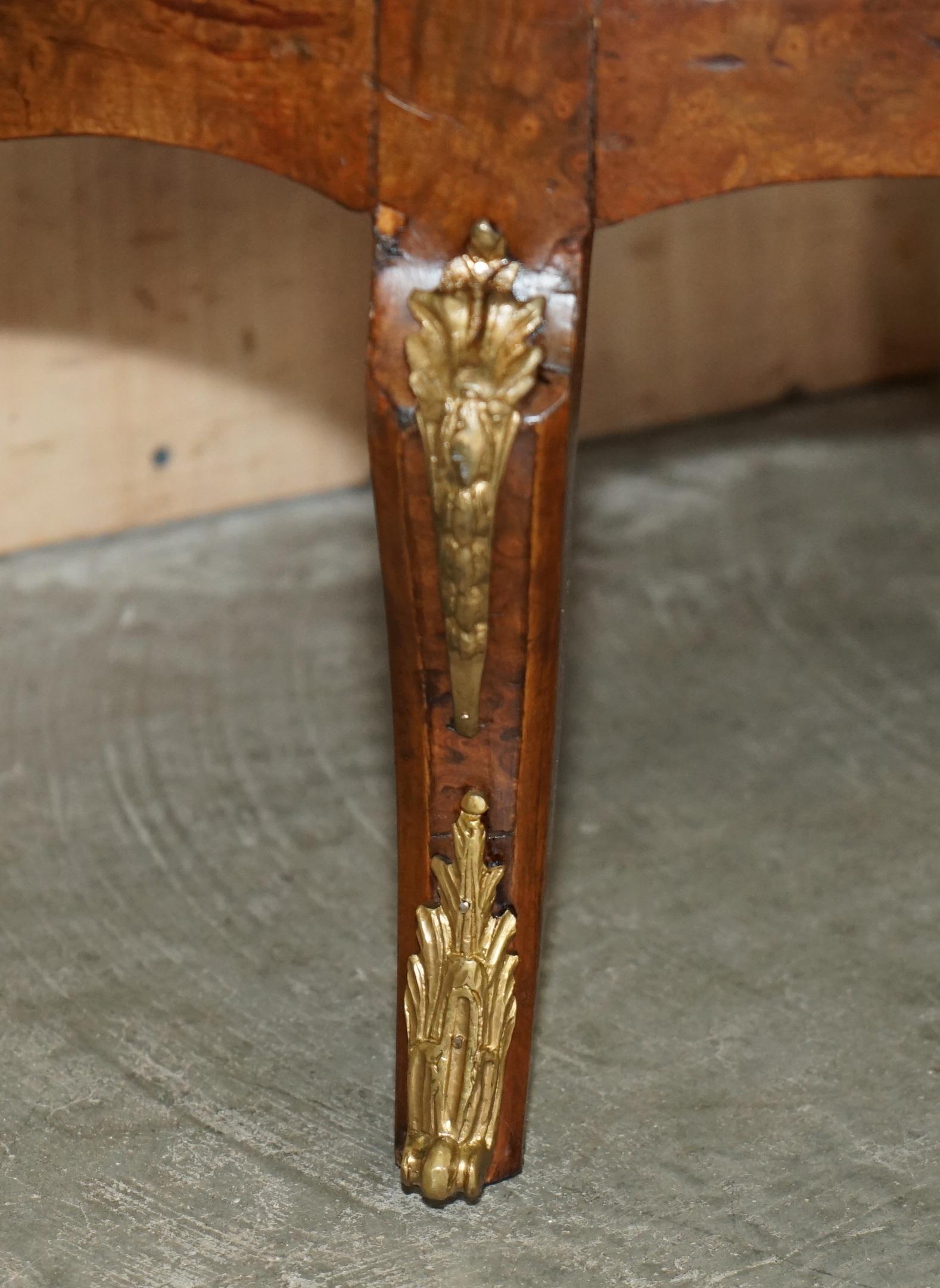 Brass LOVELY FRENCH ViNTAGE PAINTED CIRCA 1940'S BURR WALNUT BRASS DEMI LUNE DRAWERS For Sale