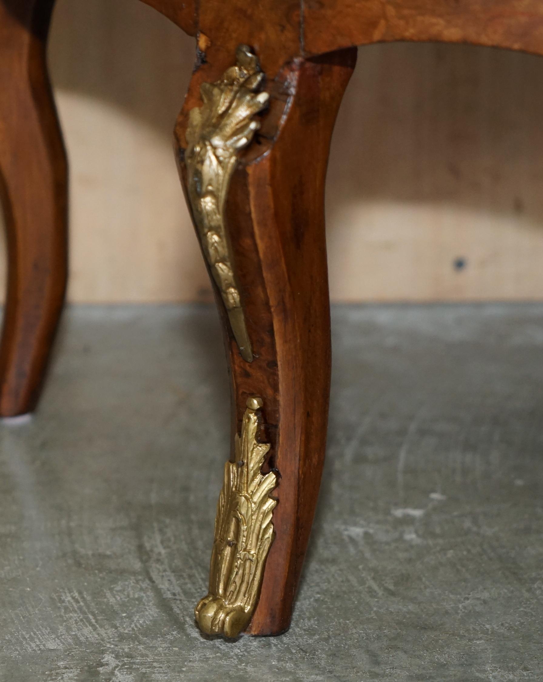 LOVELY FRENCH ViNTAGE PAINTED CIRCA 1940'S BURR WALNUT BRASS DEMI LUNE DRAWERS For Sale 1