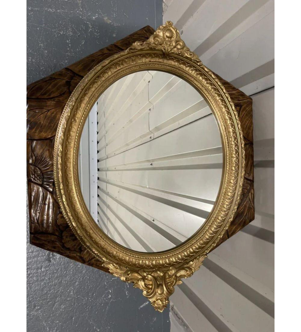 Rococo Lovely French Vintage Pair of Gold Giltwood Oval Mirrors For Sale