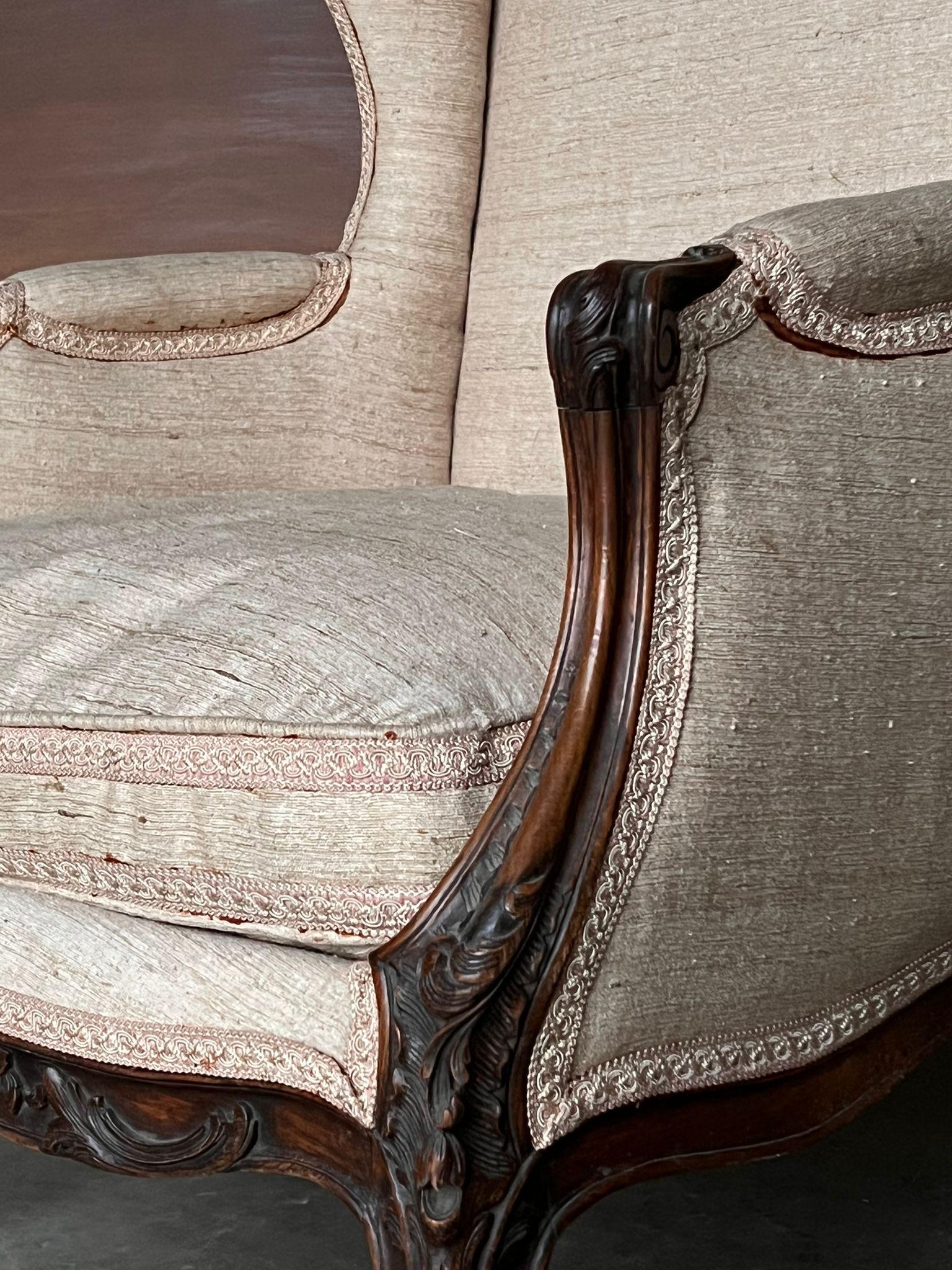 Lovely French Wing Back Arm Chair For Sale 5
