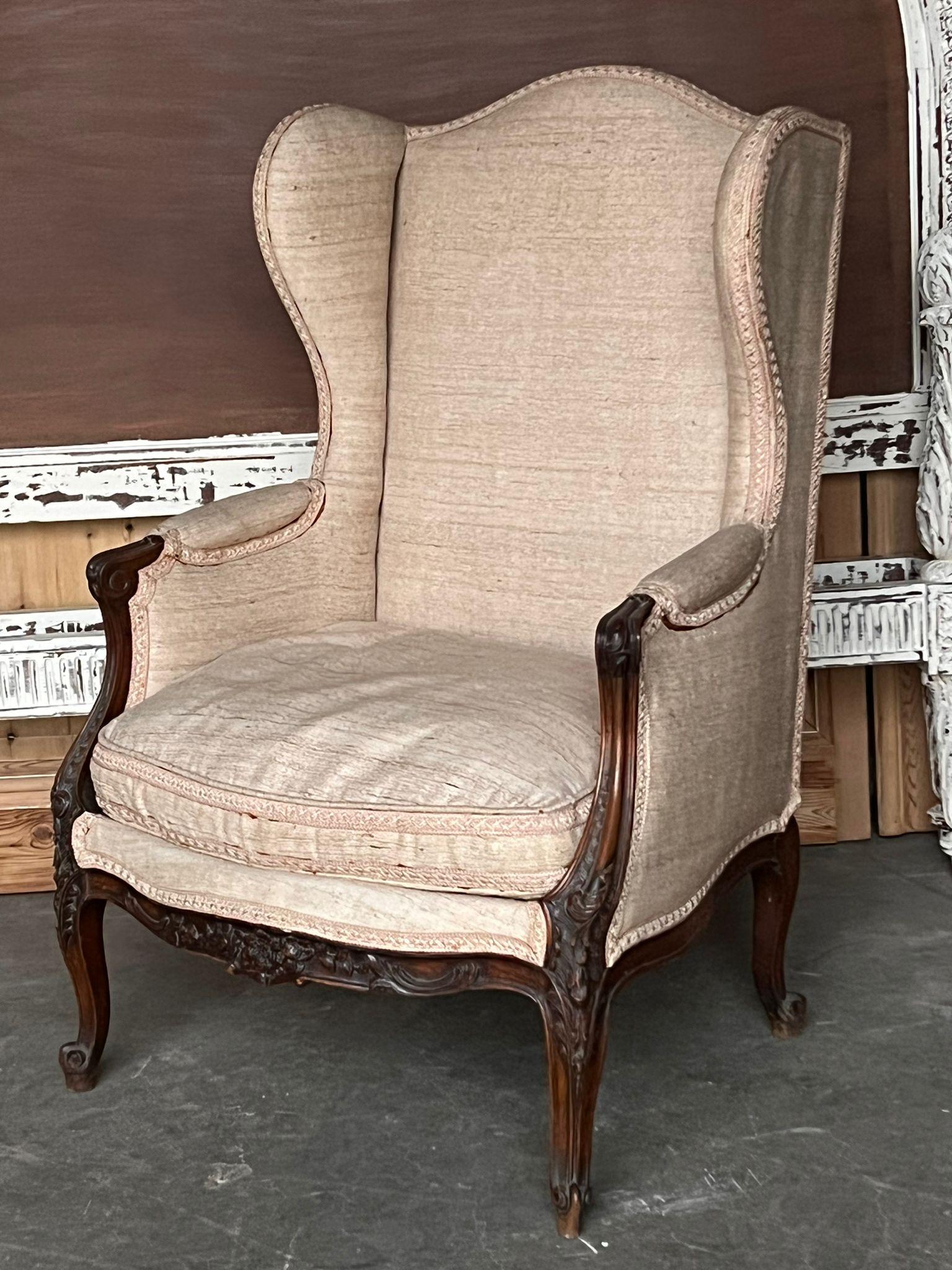 Lovely French Wing Back Arm Chair For Sale 8