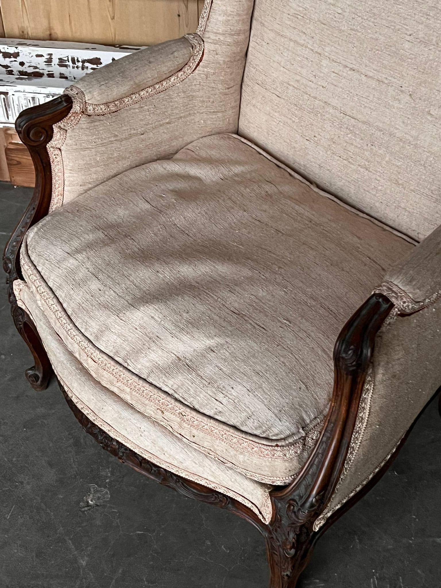 Lovely French Wing Back Arm Chair For Sale 2