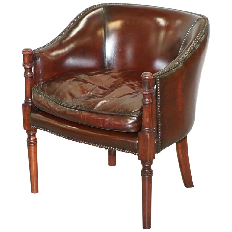 Lovely Fully Restored Vintage Hand Dyed Studded Brown Leather Tub Club ...