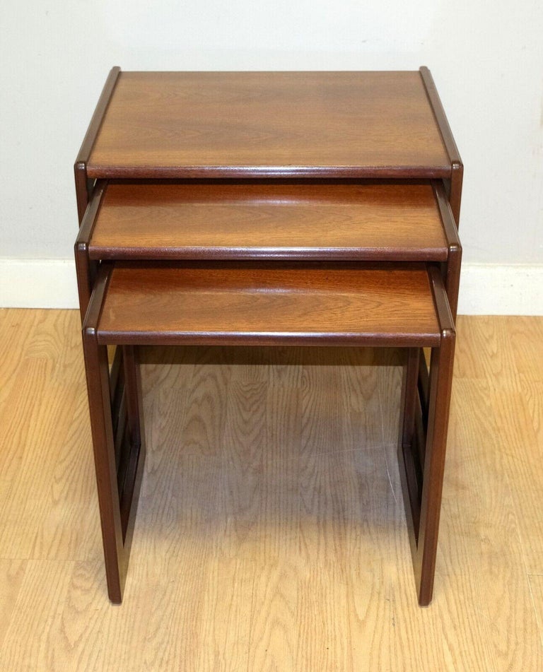 Lovely G Plan Art Deco Teak Set of Three Side End Nest Tables For Sale