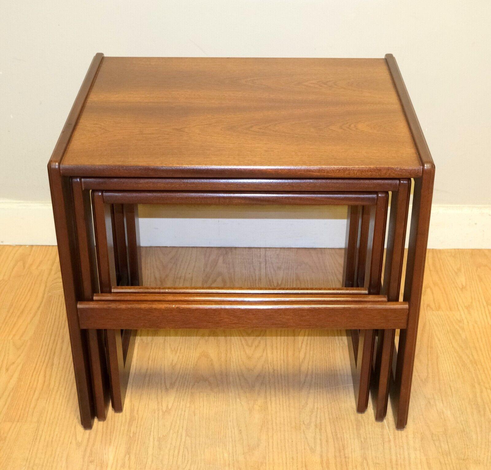 Lovely G Plan Art Deco Teak Set of Three Side End Nest Tables For Sale 3