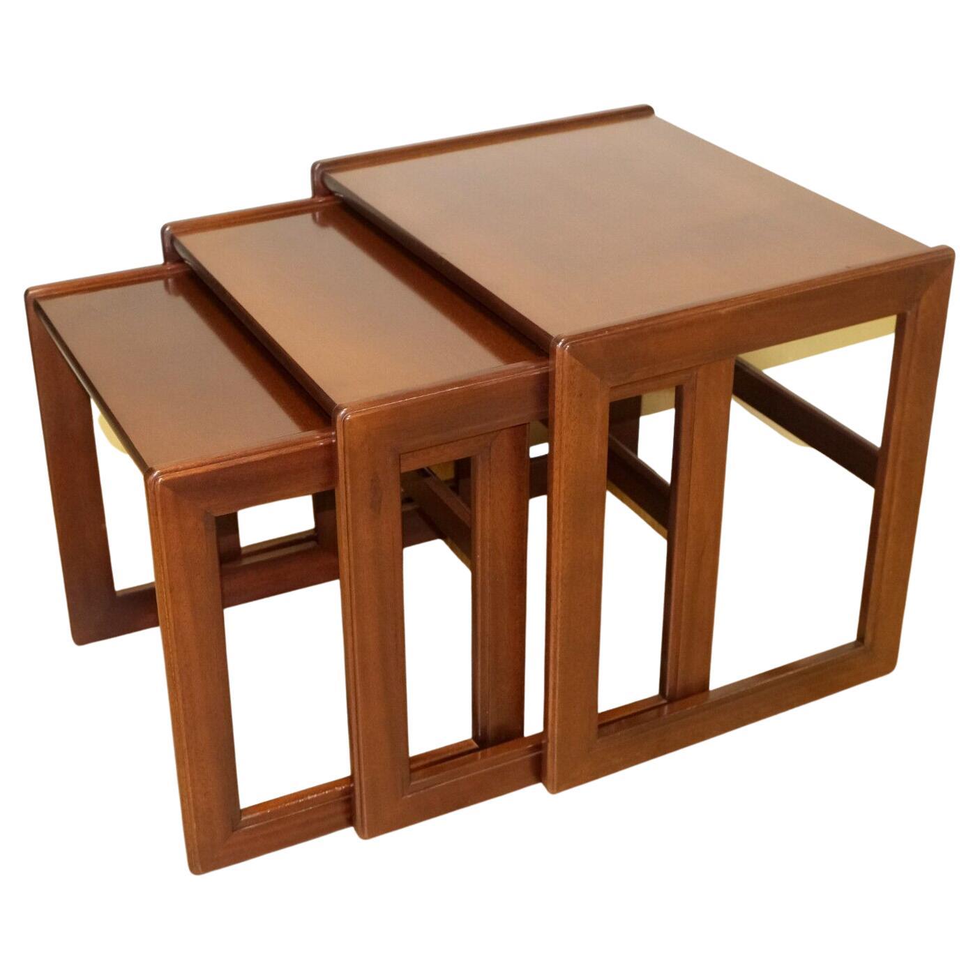 Lovely G Plan Art Deco Teak Set of Three Side End Nest Tables For Sale