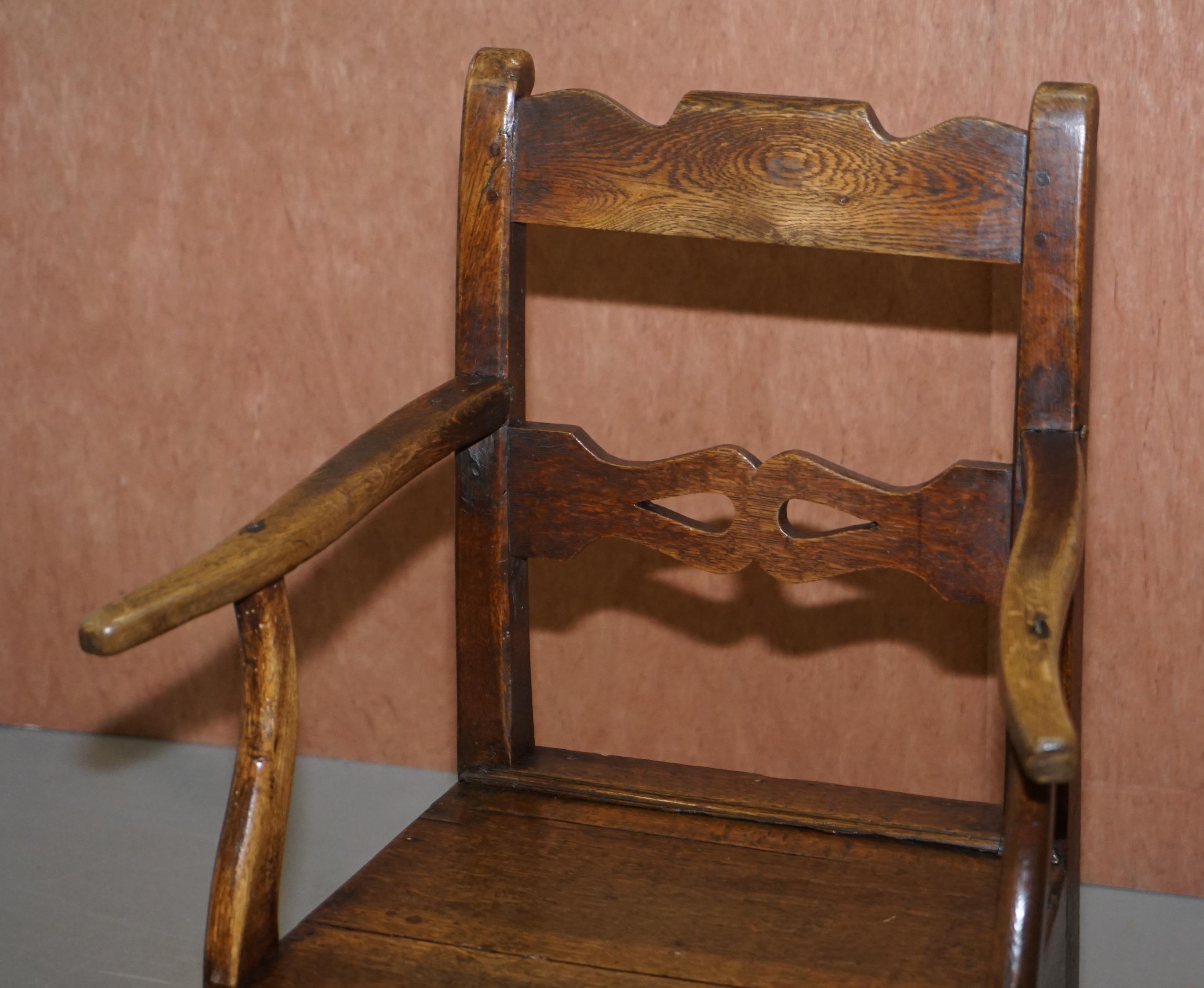 English Lovely George II circa 1760 Primitive Carver Armchair Original Period Repairs For Sale