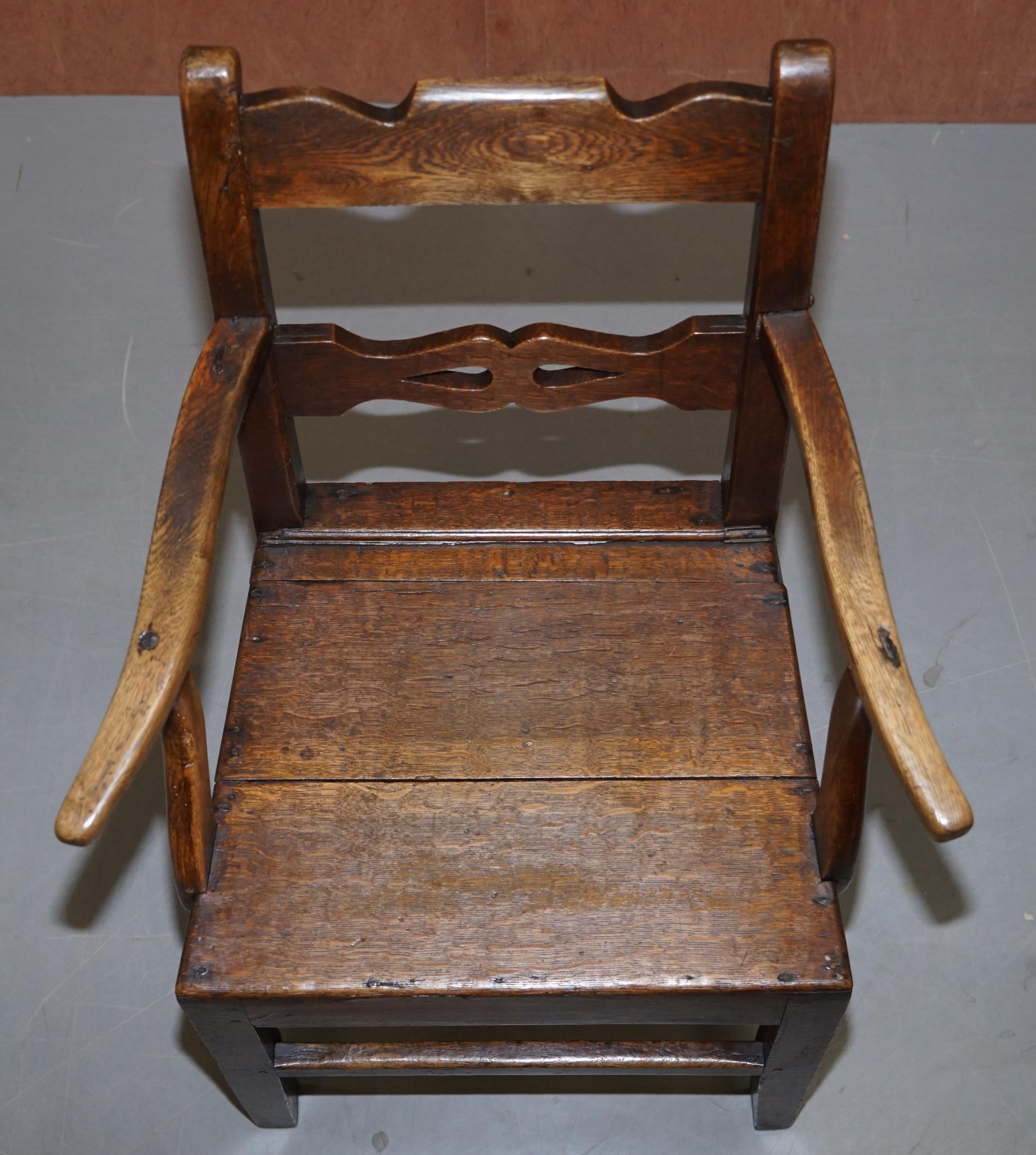 Hand-Crafted Lovely George II circa 1760 Primitive Carver Armchair Original Period Repairs For Sale