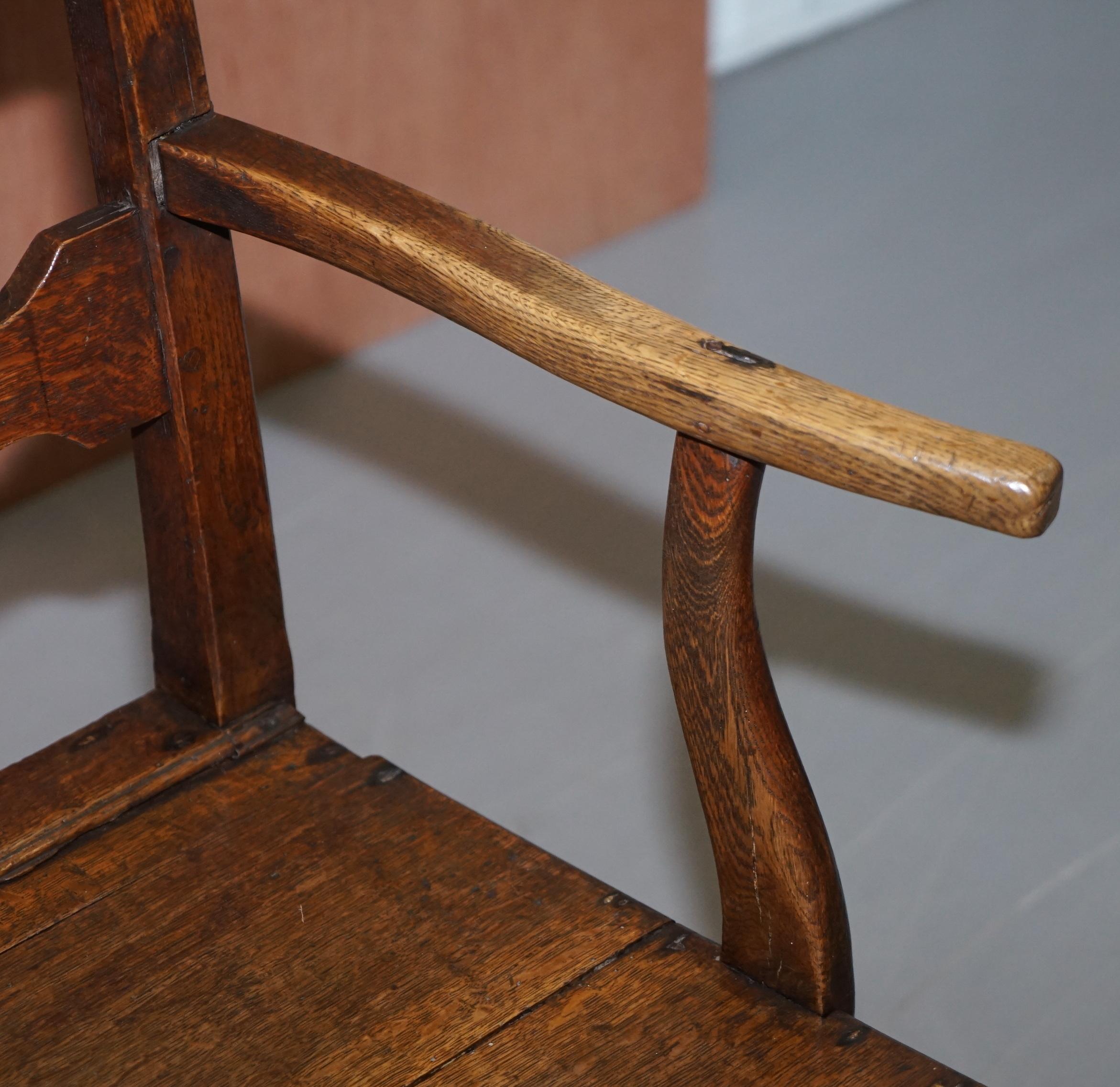 Oak Lovely George II circa 1760 Primitive Carver Armchair Original Period Repairs For Sale