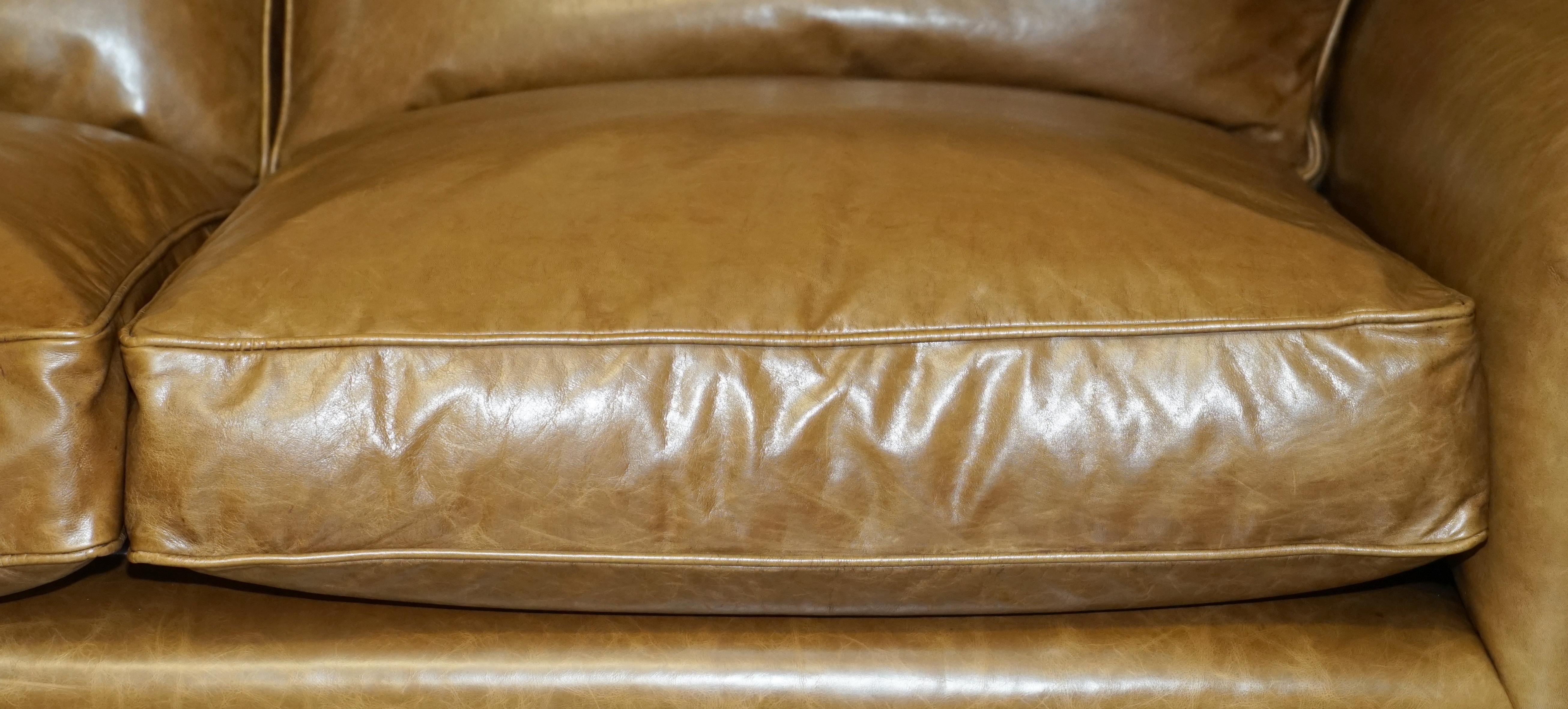 LOVELY GEORGE SMITH SCROLL CUSHiON BACK BROWN LEATHER SOFA en vente 4
