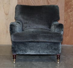 Lovely George Smith Signature Scroll Arm Long Base Club Armchair