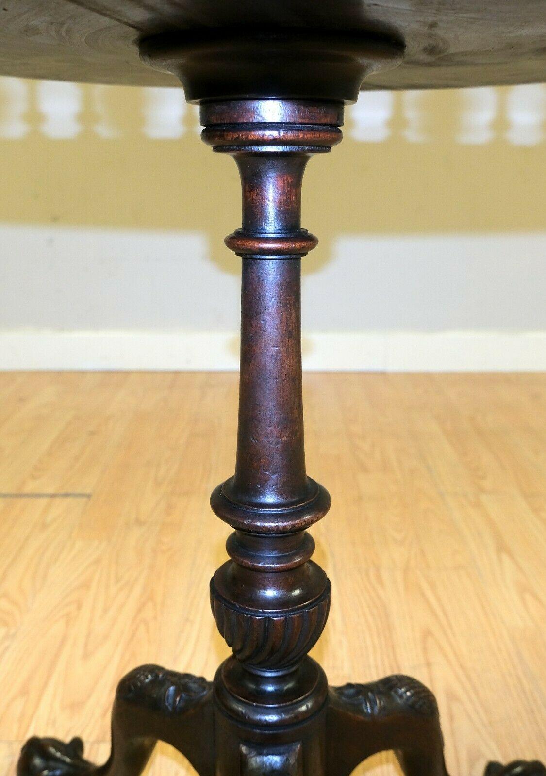 Lovely Georgian Hardwood Spindel Gallery Occasional/Side Table on Claw Feet For Sale 2