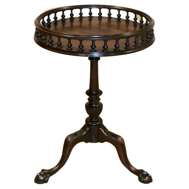 Lovely Flamed Hardwood Gallery Rail Side Table Claw and Ball Feet ...