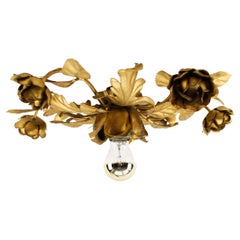 Lovely Gilded Florentine Ceiling Lamp, 1960s Italy