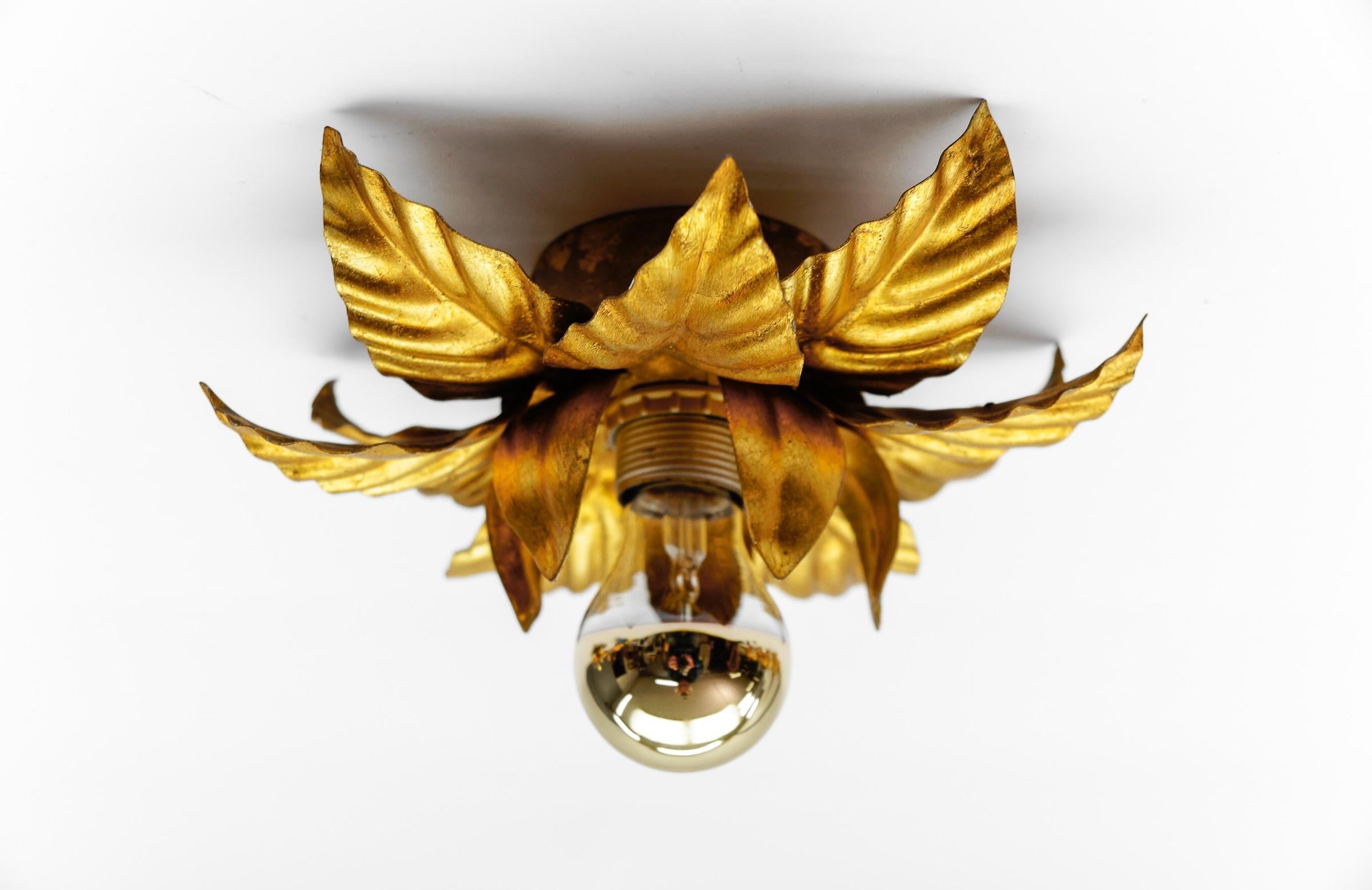 Lovely Gilded Pair of Florentine Ceiling Lamps by Hans Kögl, Germany 1960s For Sale 3