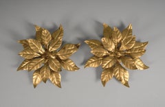 Lovely Gilded Pair of Florentine Ceiling Lamps by Hans Kögl, Germany 1960s