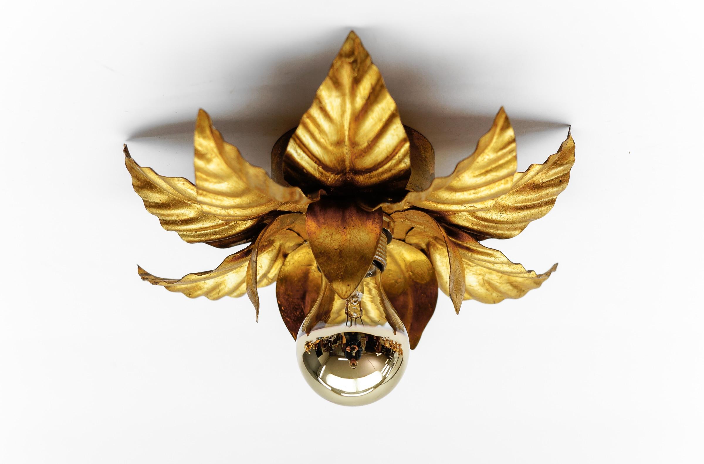 Lovely Gilded Pair of Florentine Ceiling Lamps by Hans Kögl, Germany 1960s For Sale 2