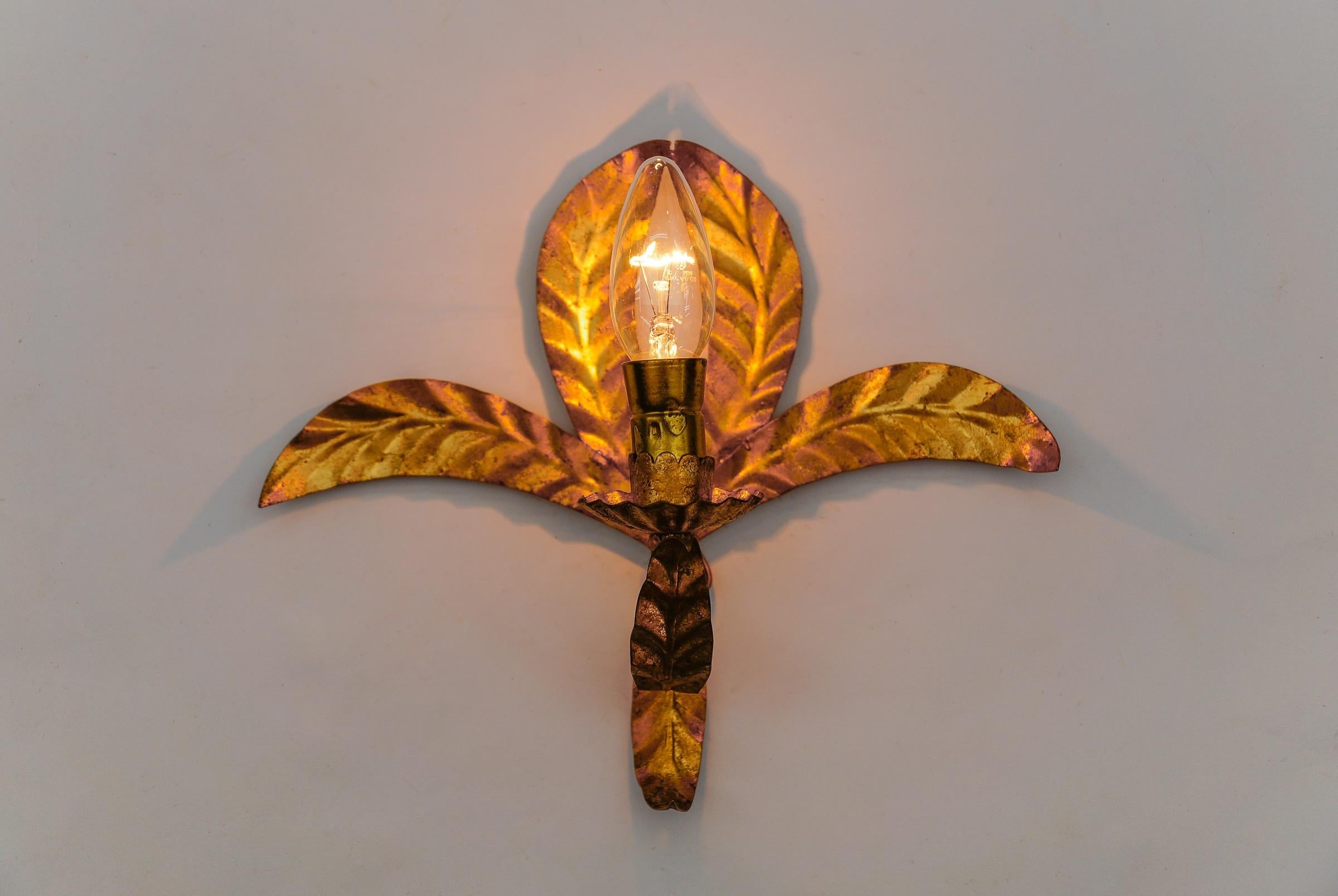 Hollywood Regency Lovely Gilded Wall Lights by Hans Kögl, Germany, 1970s For Sale