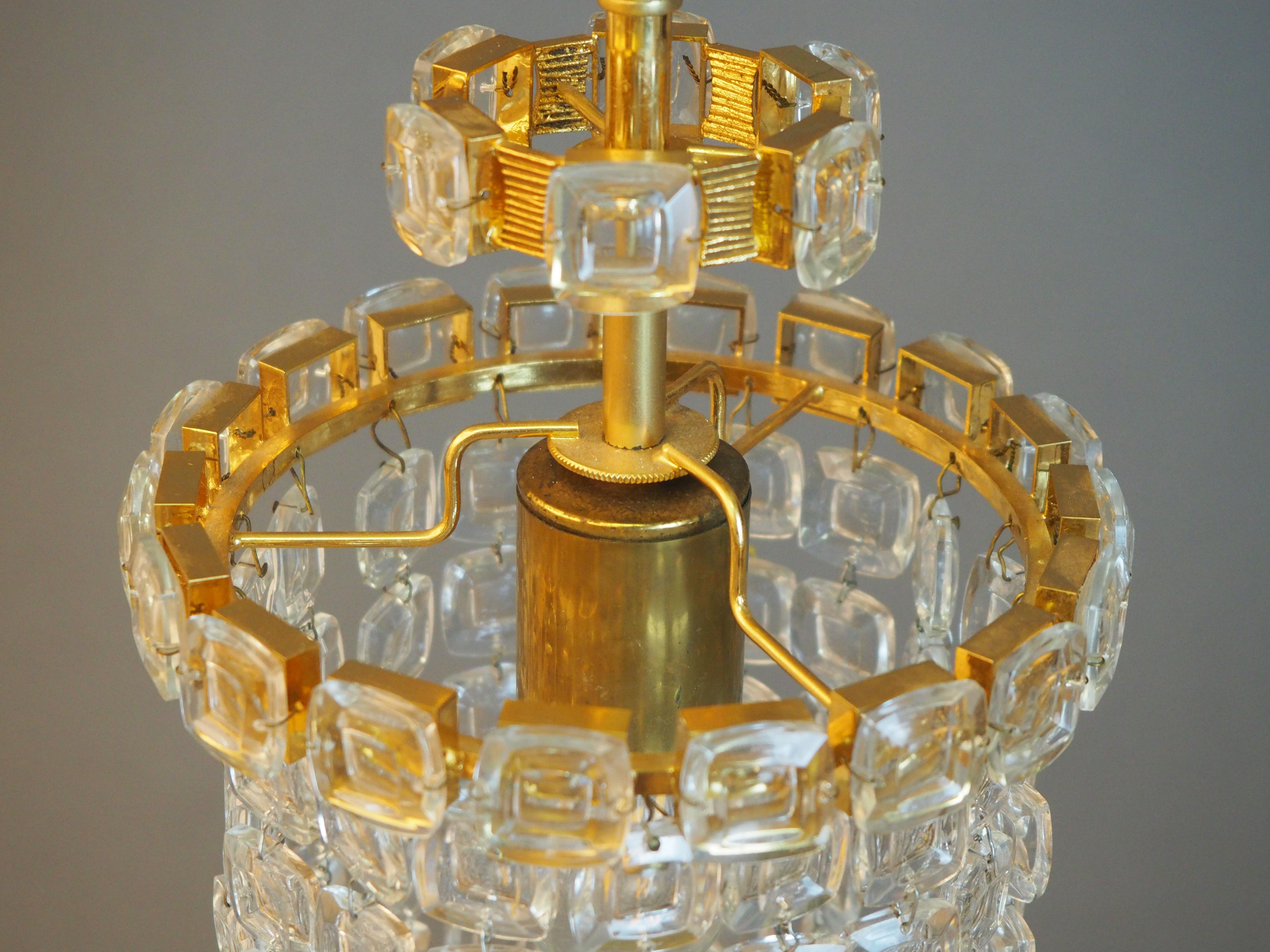 Late 20th Century Lovely Gilt Brass and Lens Glass Pendant by Palwa, circa 1970s For Sale