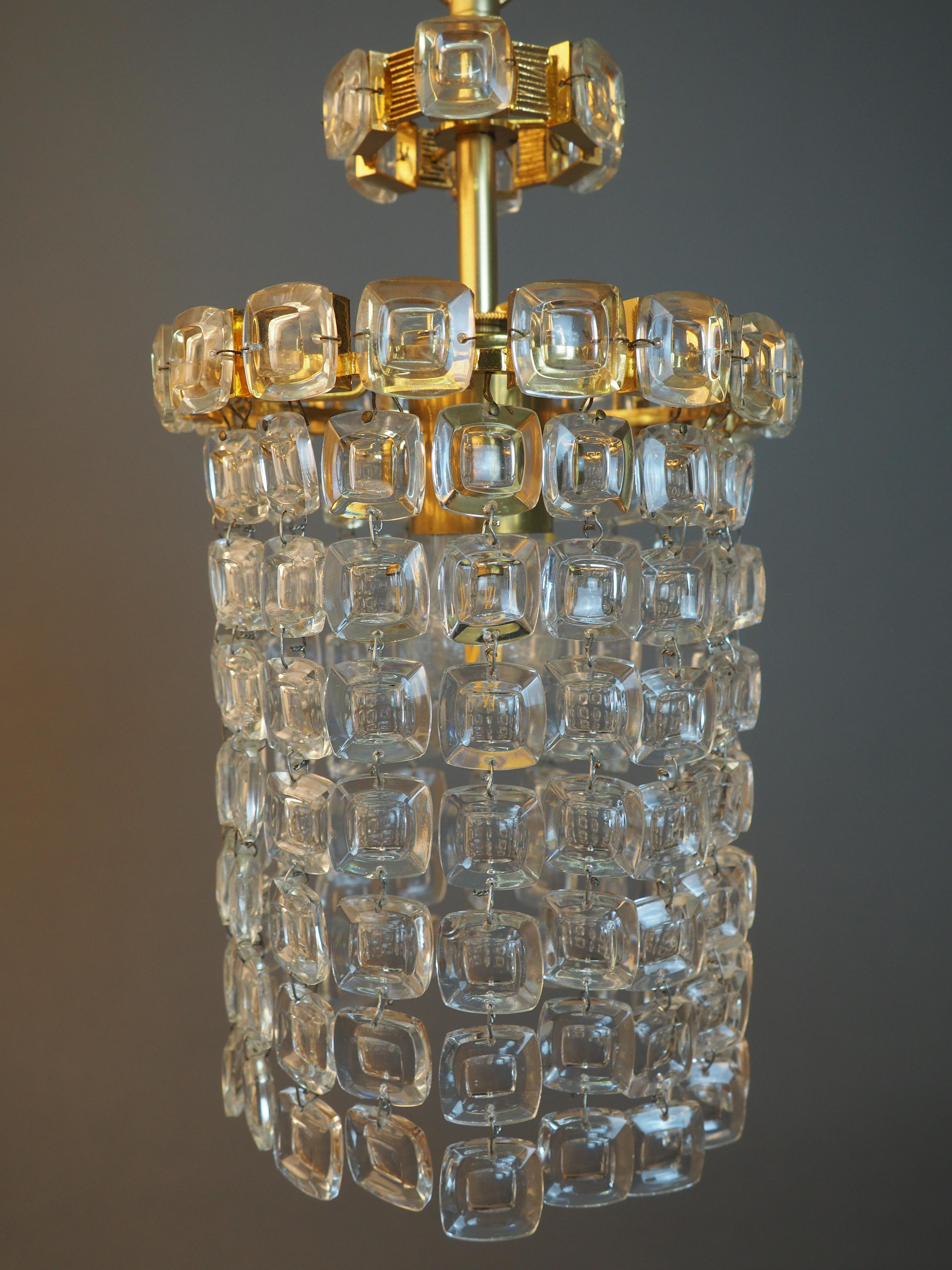 Lovely Gilt Brass and Lens Glass Pendant by Palwa, circa 1970s For Sale 1