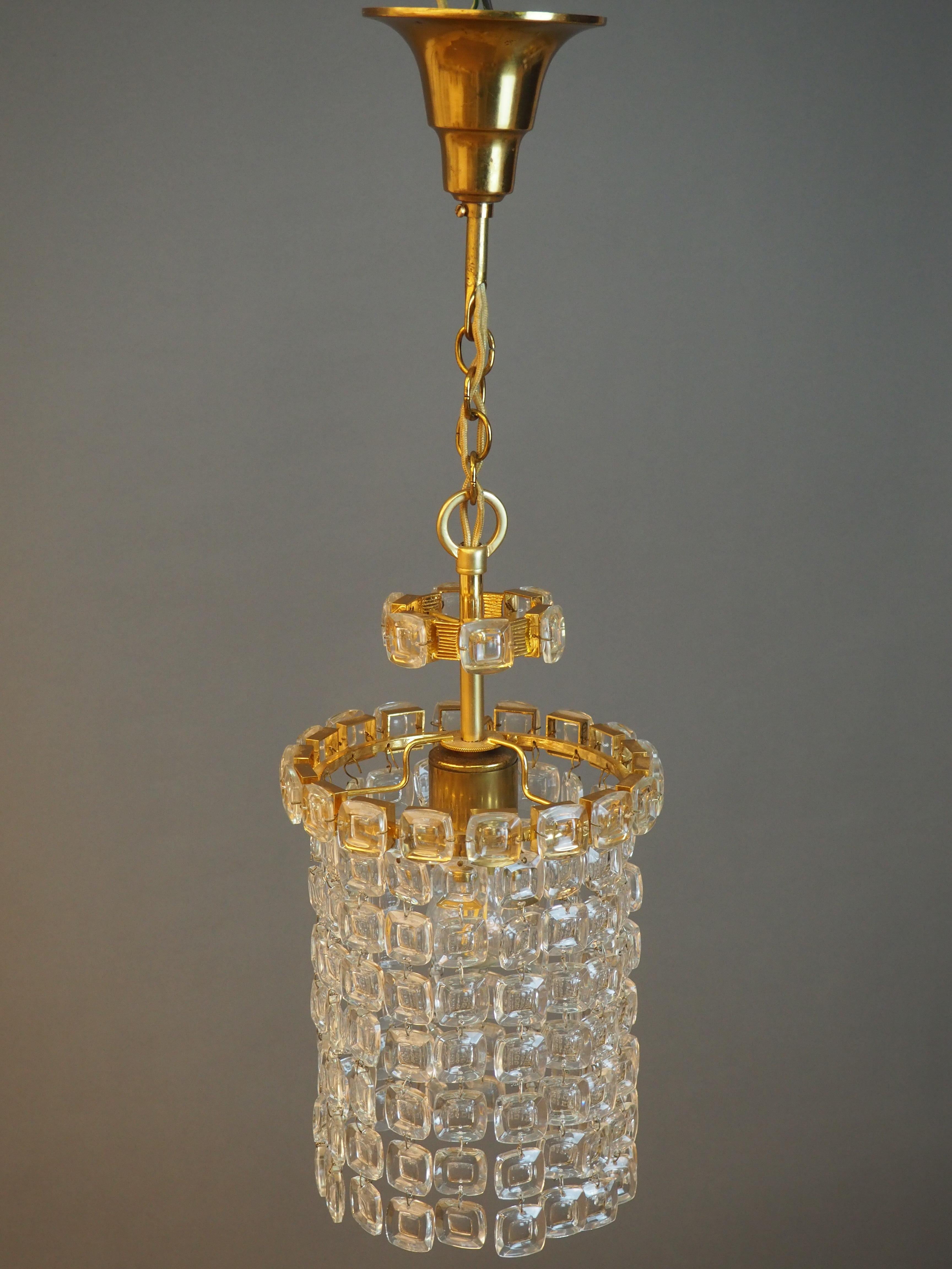 Lovely Gilt Brass and Lens Glass Pendant by Palwa, circa 1970s For Sale 3