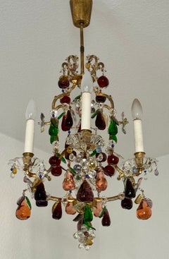 Preciosa araña de hierro dorado y cristal "Fruit" de J. & L. Lobmeyr, ca. 1950