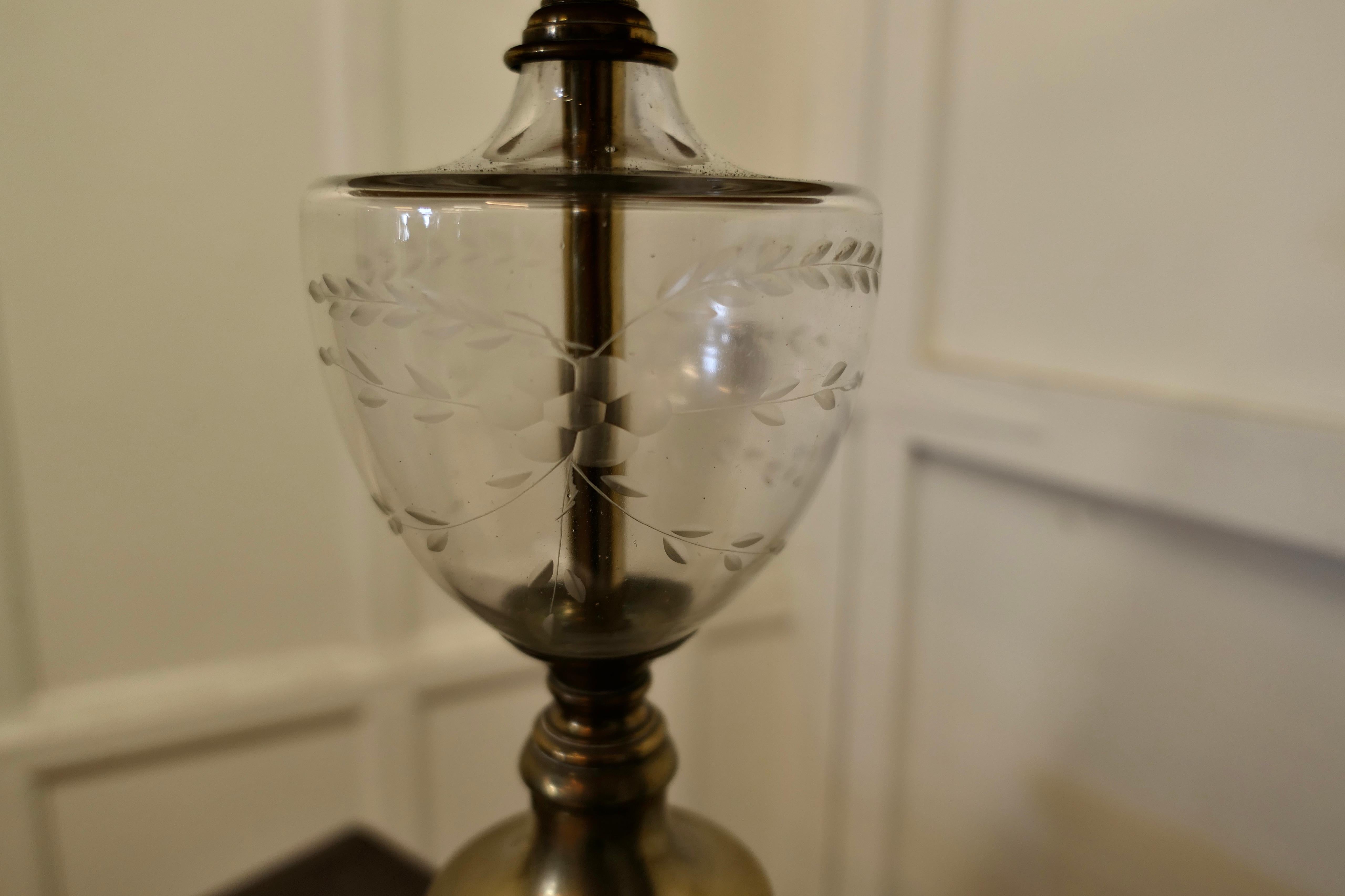 Lovely Glass and Brass Table Lamp  For Sale 1