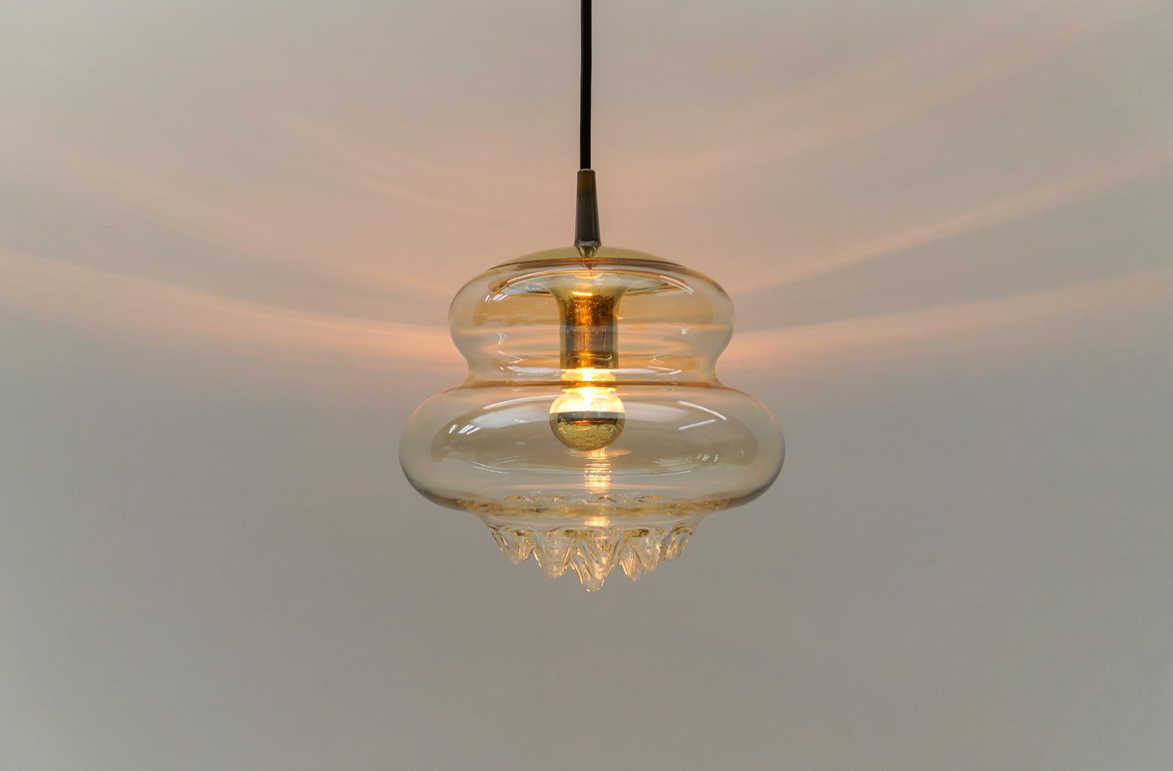 Mid-Century Modern Lovely Glass Drops Ceiling Lamp by Peill & Putzler, 1970s For Sale