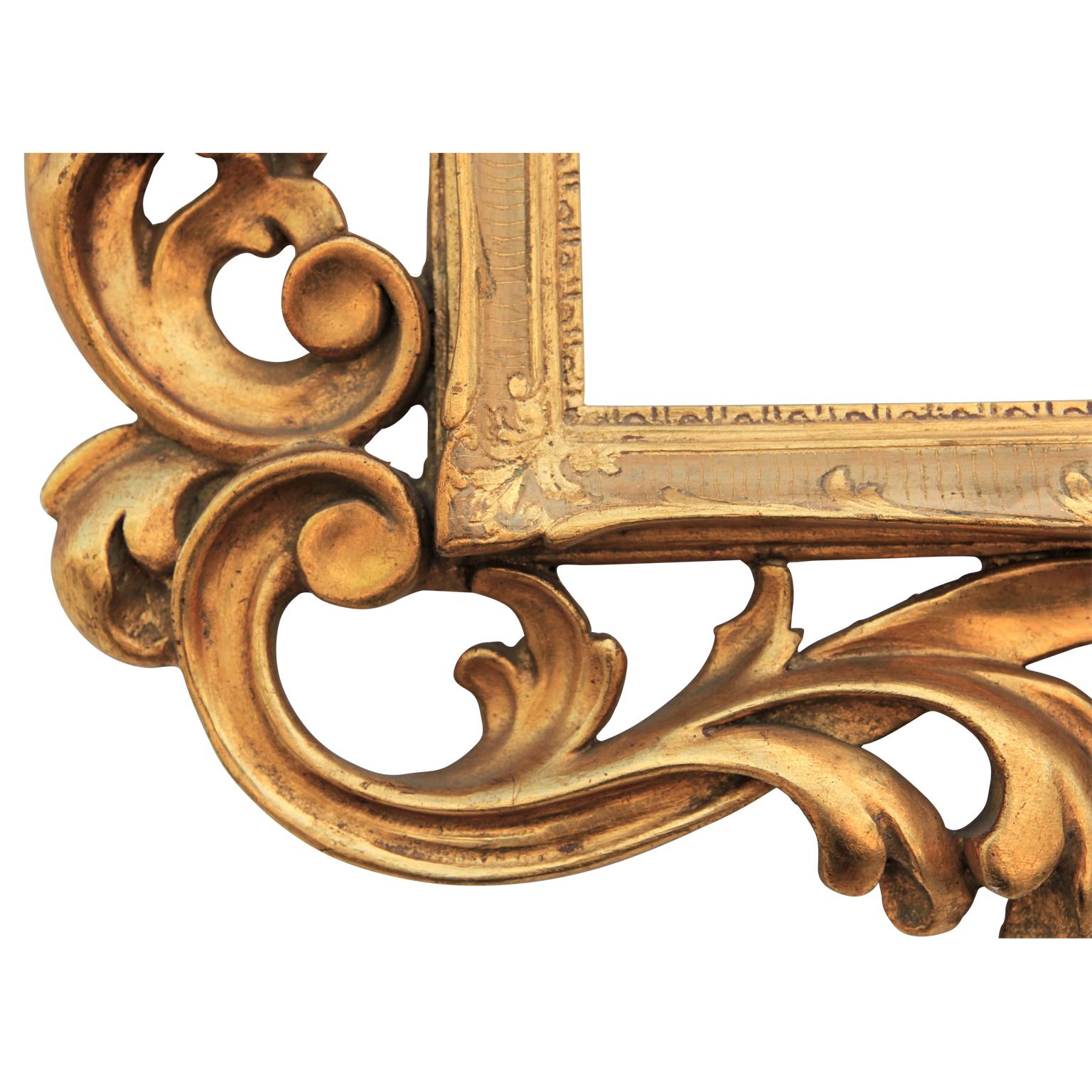 Lovely gold Italian highly ornate carved frame.
Measures: Exterior 21