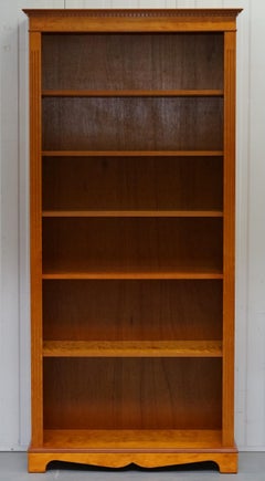 Lovely Golden Solid Walnut Library Bookcase with Adjustable Shelves
