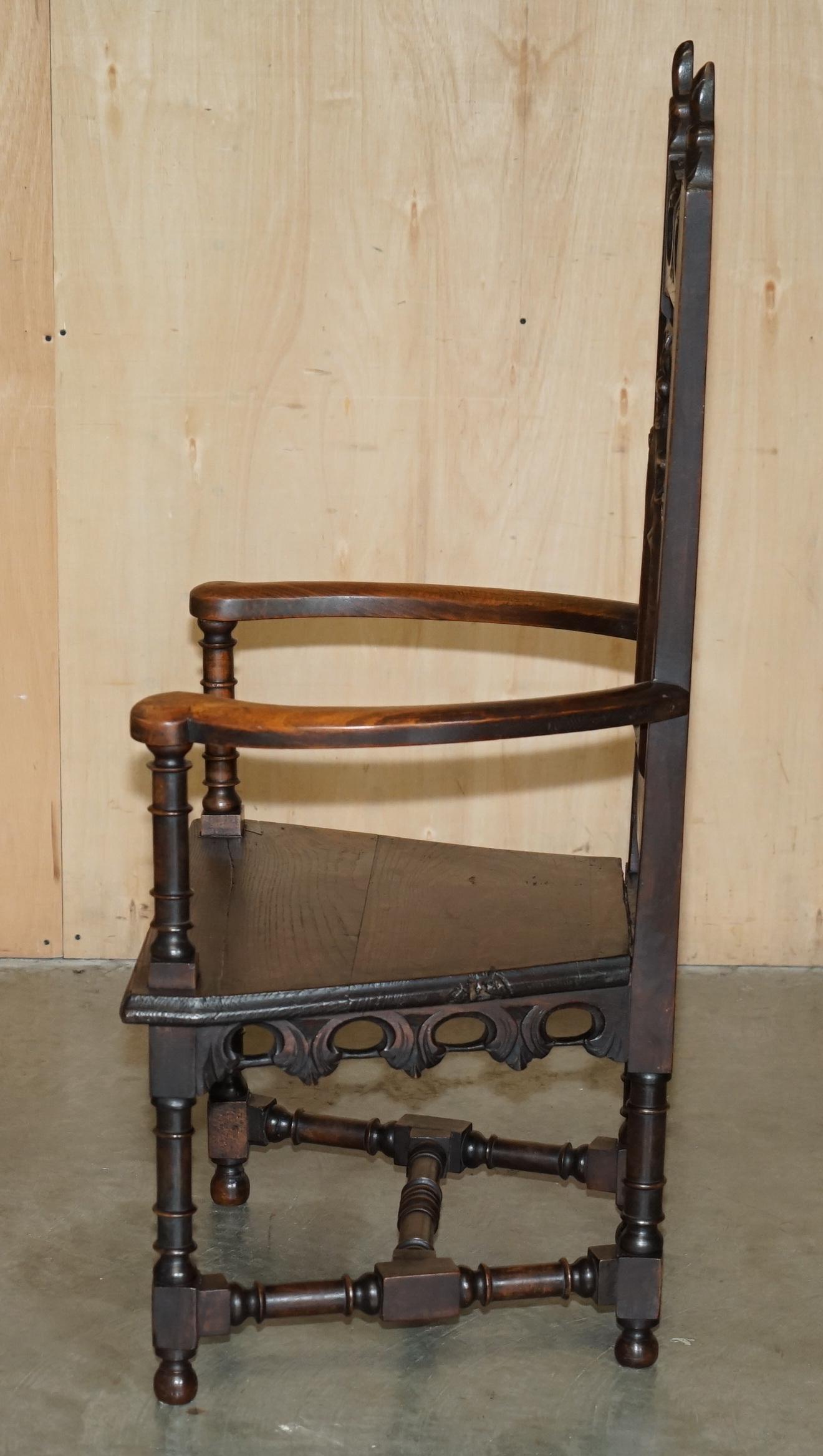 AMABILE POLTRONA DA TRONO GOTHIC REVIVAL FATTA A MANO IN INGHILTERRA CON SCHIENALE IN ROVESCIO in vendita 6