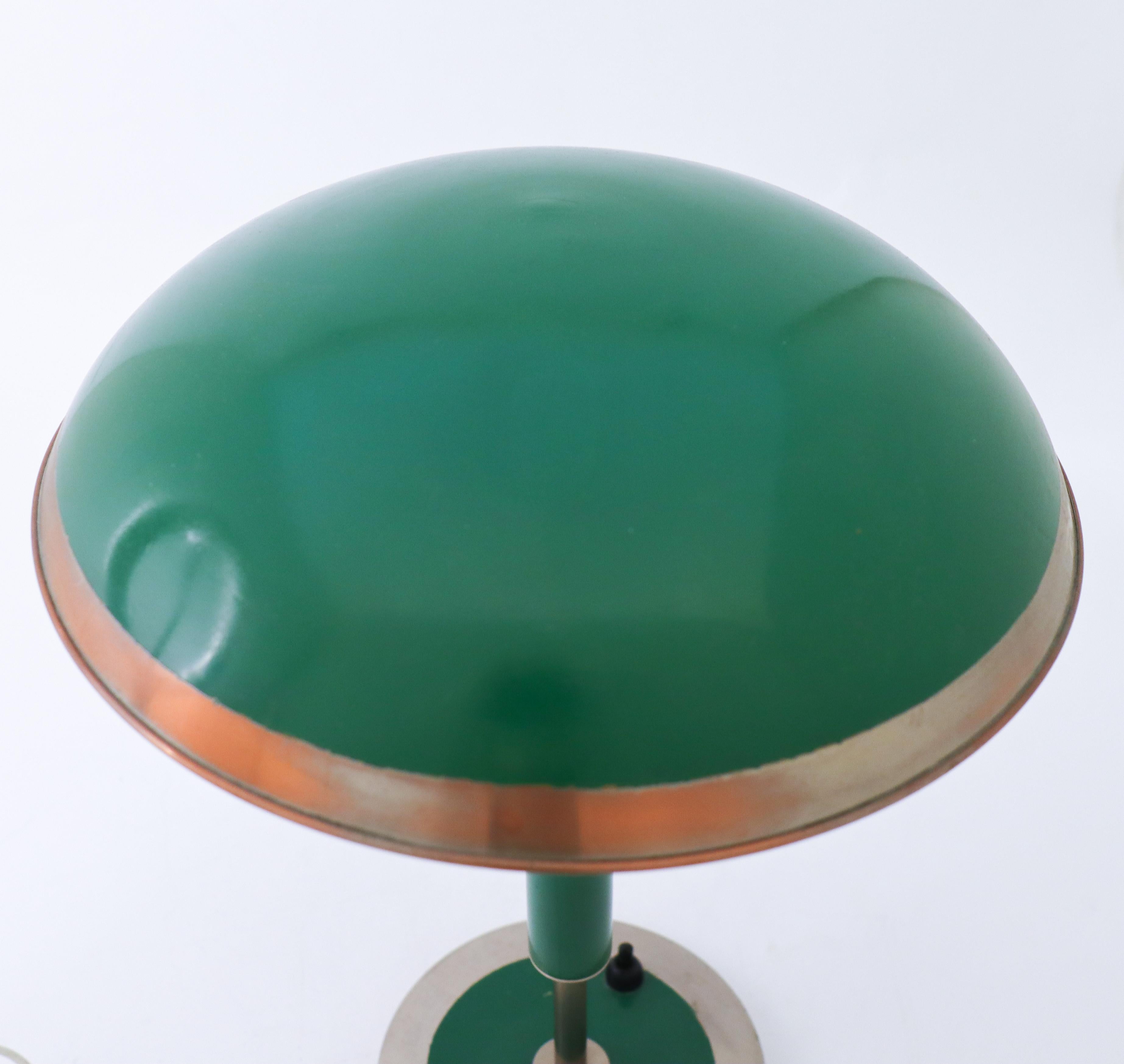 20th Century Lovely Green Art Deco Table Lamp with Tin Shade, Probably Sweden 1930-1940s For Sale