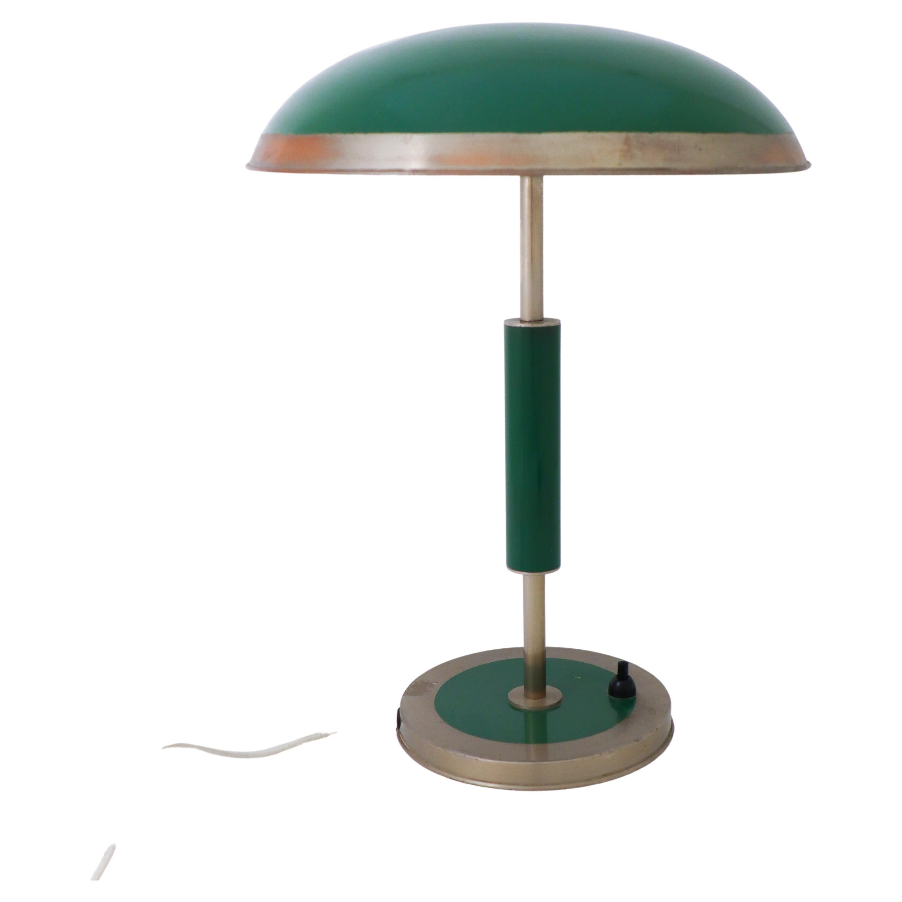 Lovely Green Art Deco Table Lamp with Tin Shade, Probably Sweden 1930-1940s For Sale