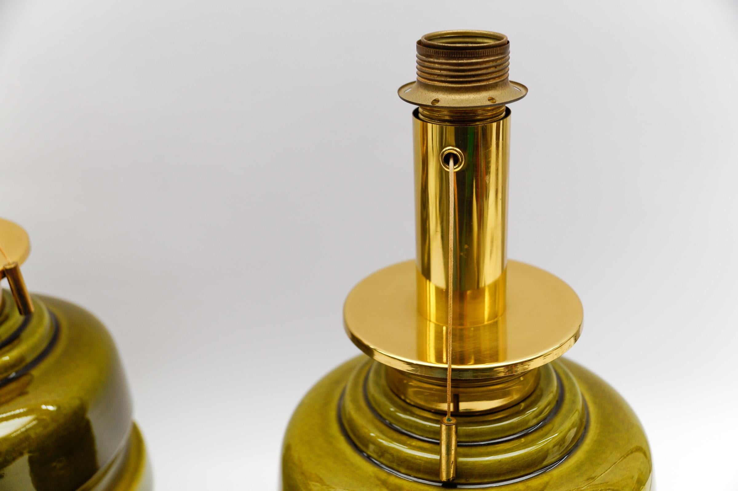 Lovely Green Ceramic Table Lamp Bases, Germany 1960s For Sale 4