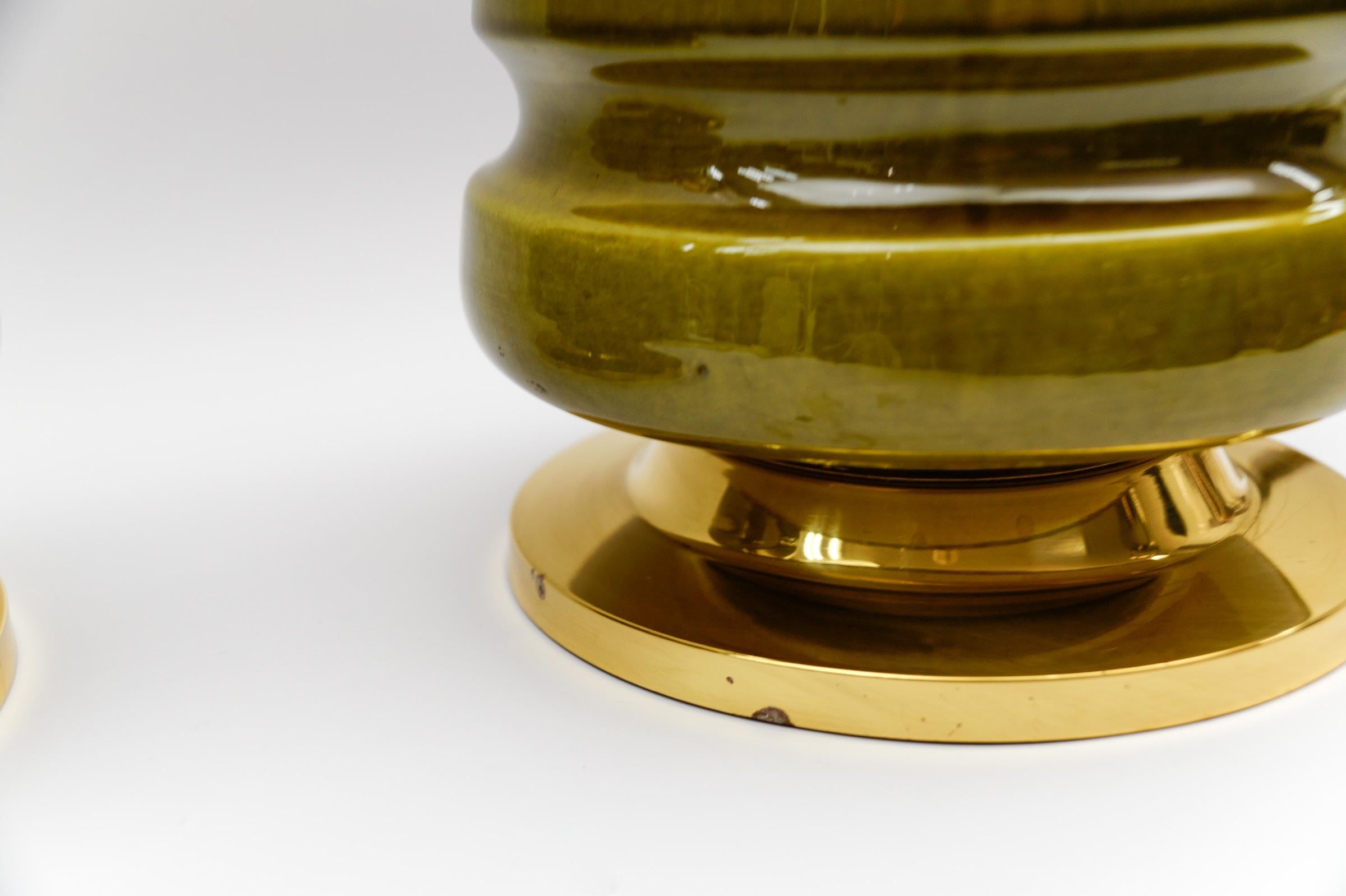 Lovely Green Ceramic Table Lamp Bases, Germany 1960s For Sale 6
