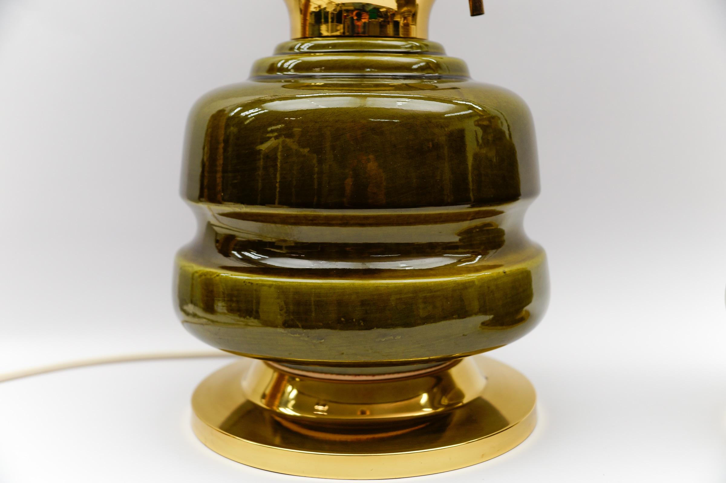 Lovely Green Ceramic Table Lamp Bases, Germany 1960s For Sale 2