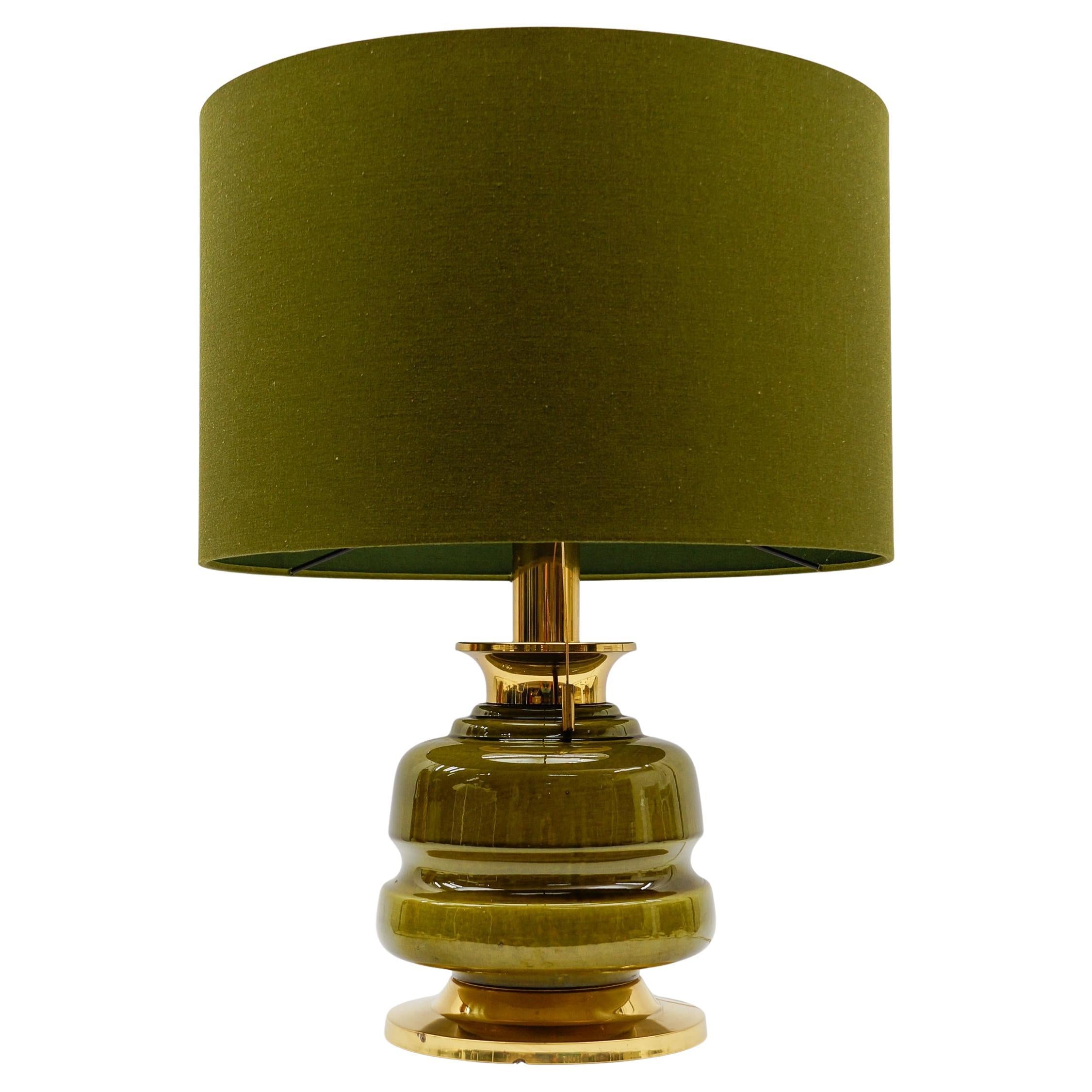 Lovely Green Ceramic Table Lamp Bases, Germany 1960s