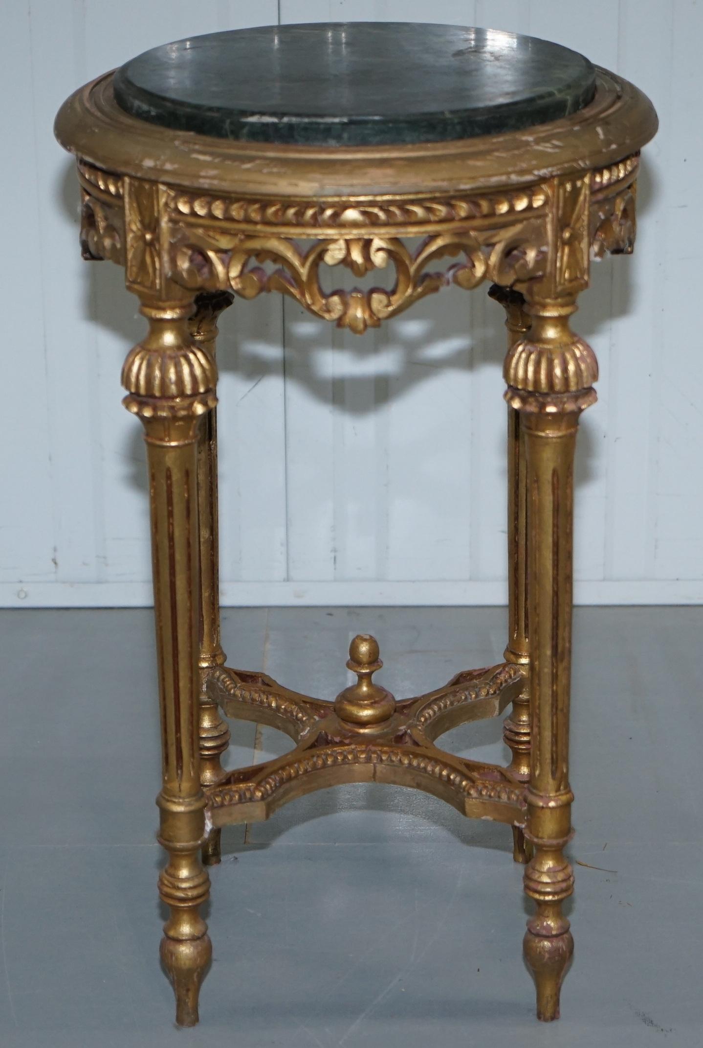 Lovely Green Marble Topped Giltwood French Rococo Stand Plants Busts Sculptures 8